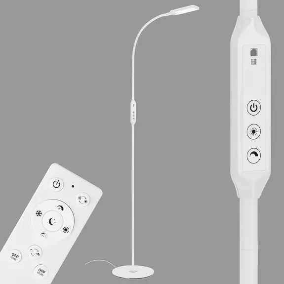 Lampenwelt LED-Stehleuchte Office Remote, Fernbedienung, weiß