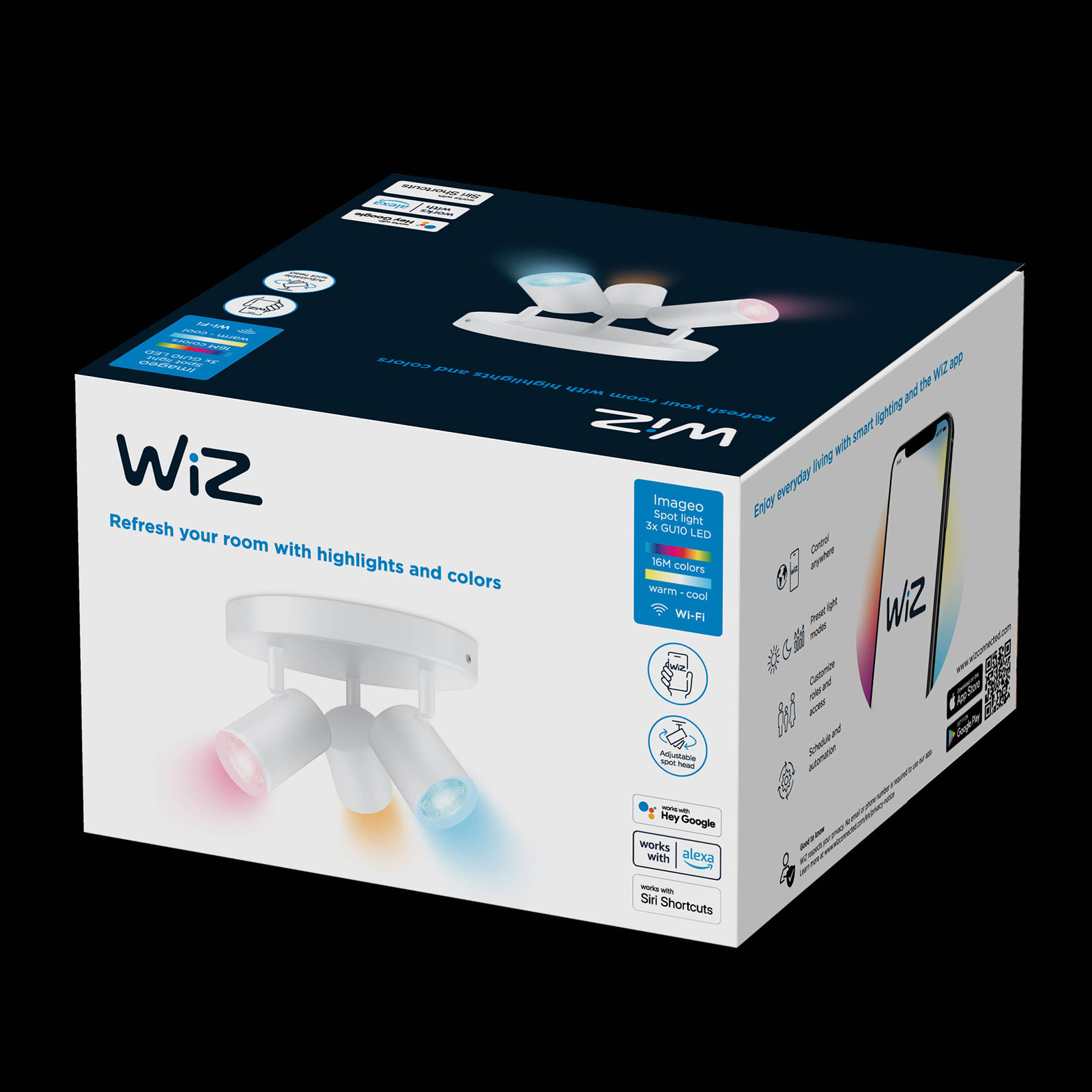 WiZ LED-Deckenspot Imageo, 3-flg. rund, weiß