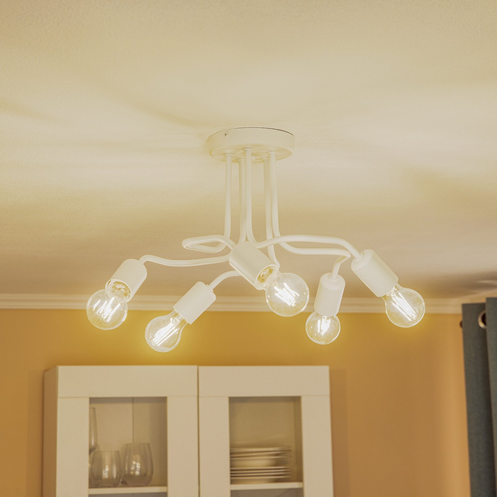 Plafondlamp Joiy, verdeeld, 5-lamps, wit