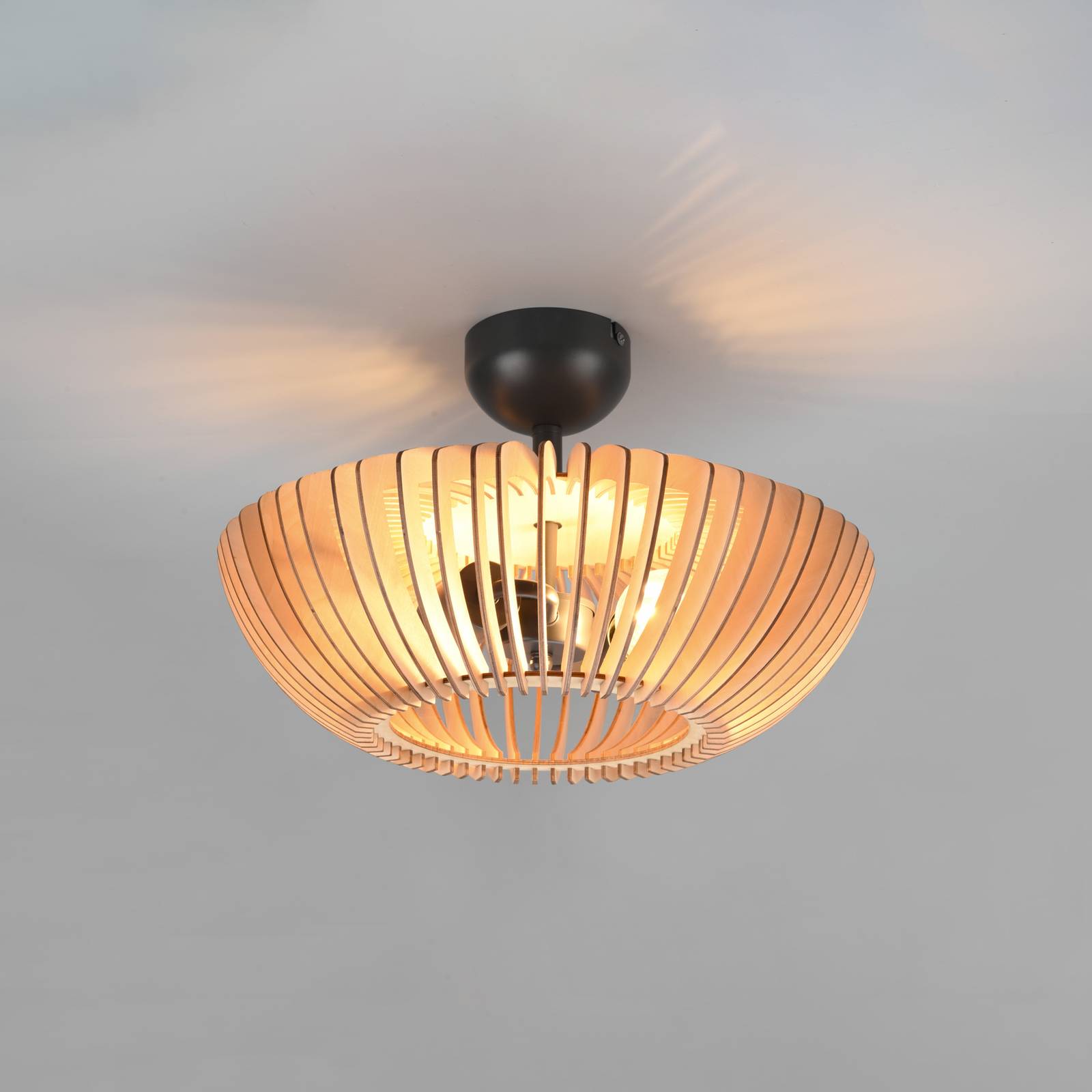 Trio Lighting Colino ceiling lamp, wooden slats, light wood
