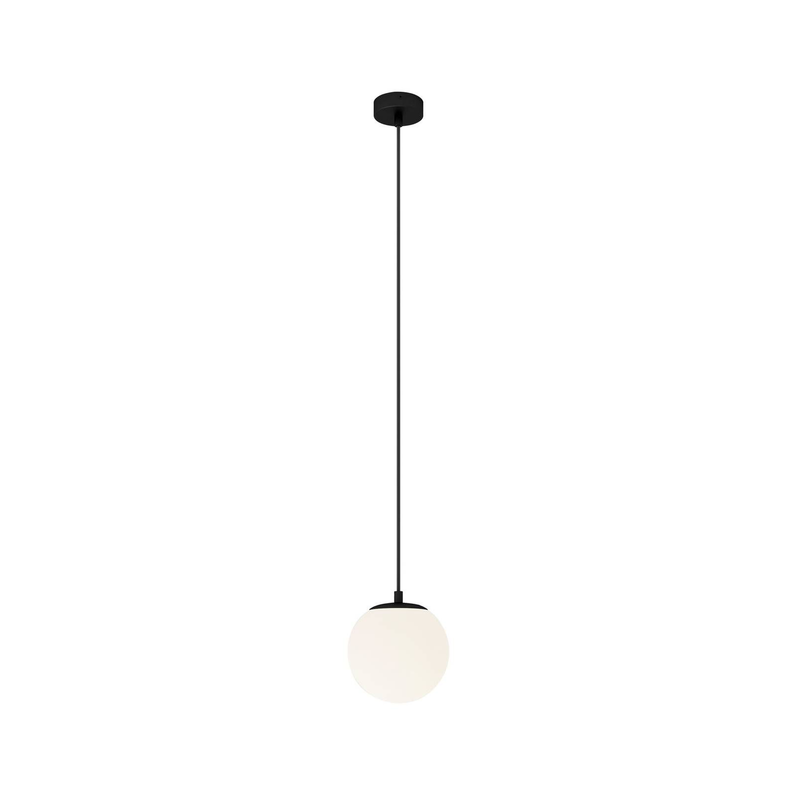 Lucande Suspension Bidolo noir verre Ø 15 cm IP44