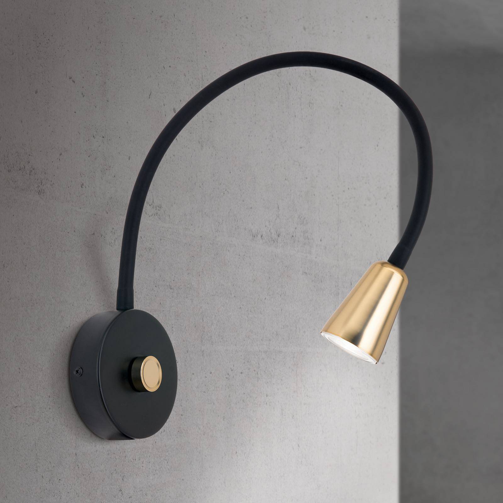 Kinkiet Dotty, kolor mosiężny, elastyczne ramię, ściemniacz, GU10