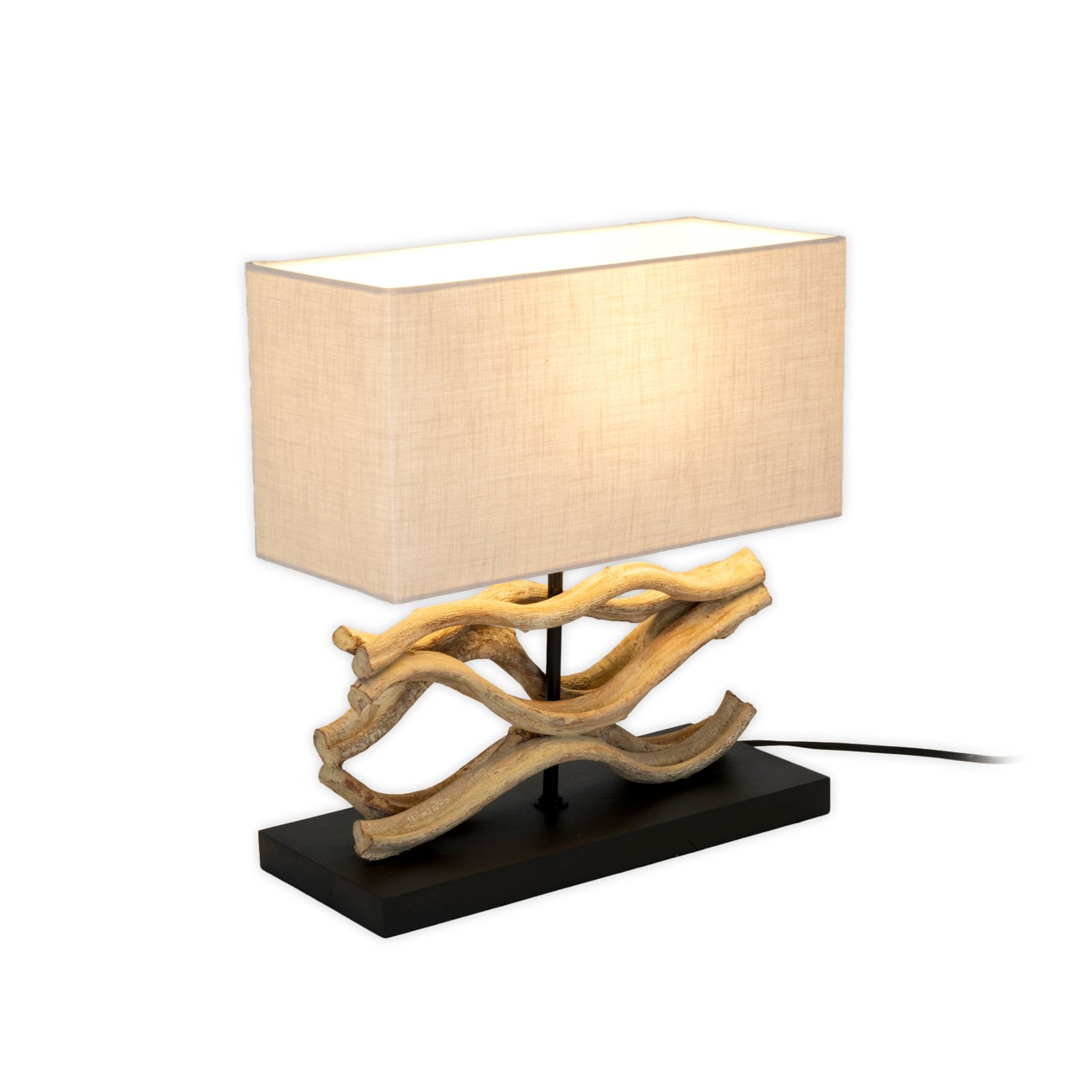 Lampe à poser Panarea, couleur bois/beige, hauteur 42 cm, bois