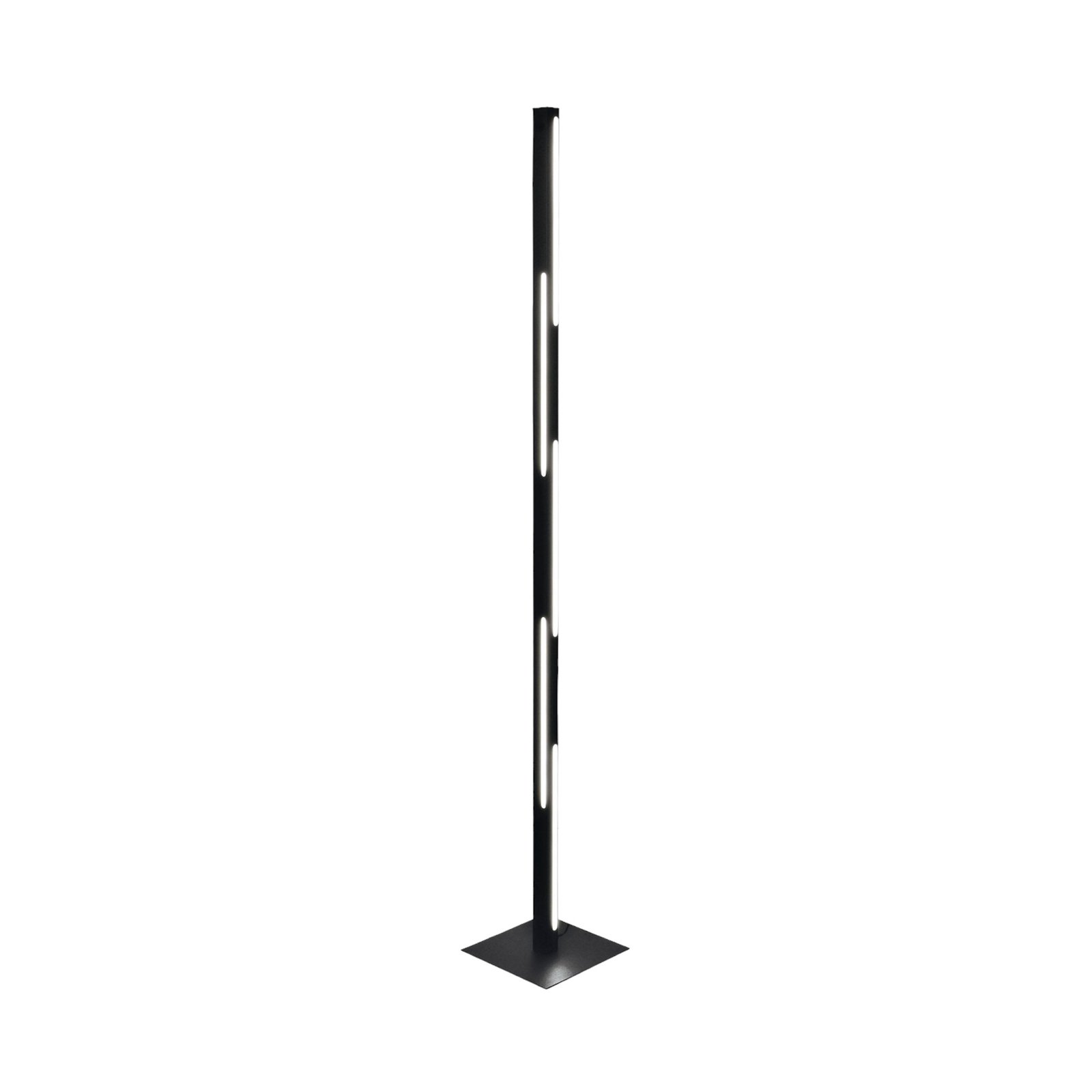 Candeeiro de pé LED Ling, preto, altura 165 cm, regulável, metal