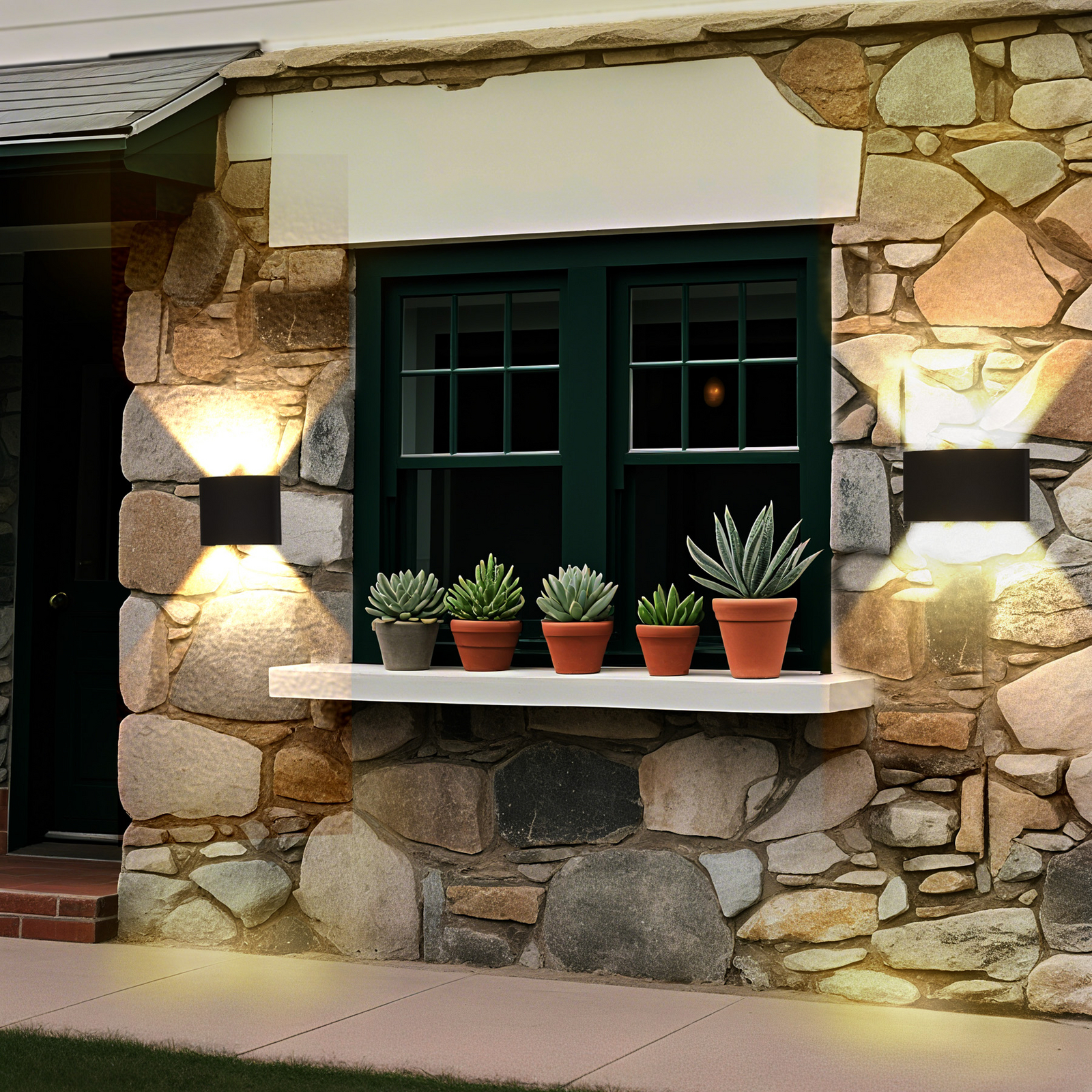 Applique da esterno LED Shadows, larghezza 18 cm, nera, metallo