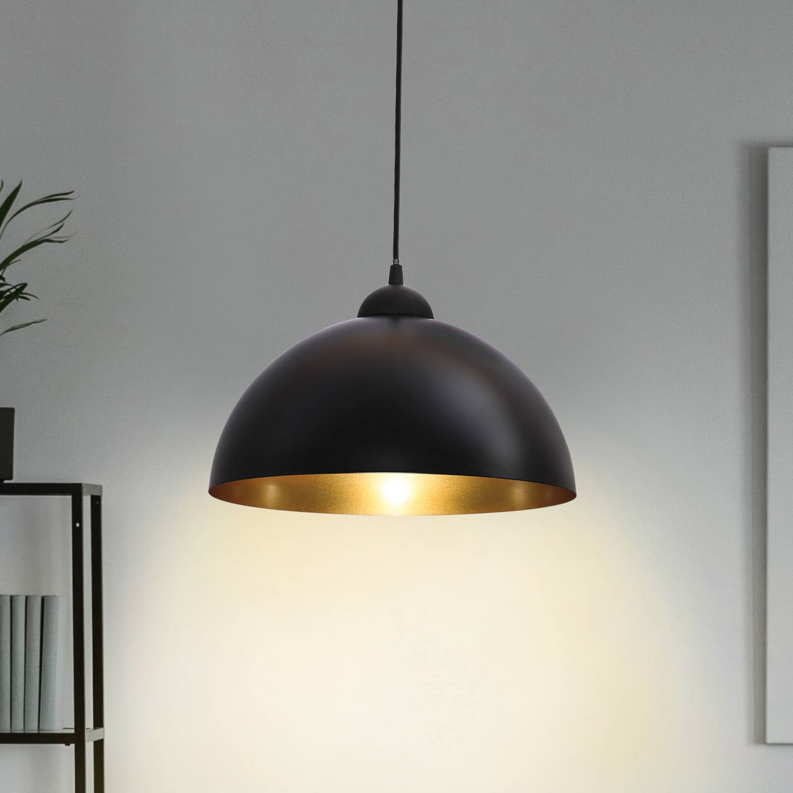 B.K. Licht Lot de 2 suspensions Goldi, noir/doré, Ø 30 cm, métal, E27