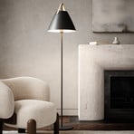 Metal floor lamp Strap with leather strap, black