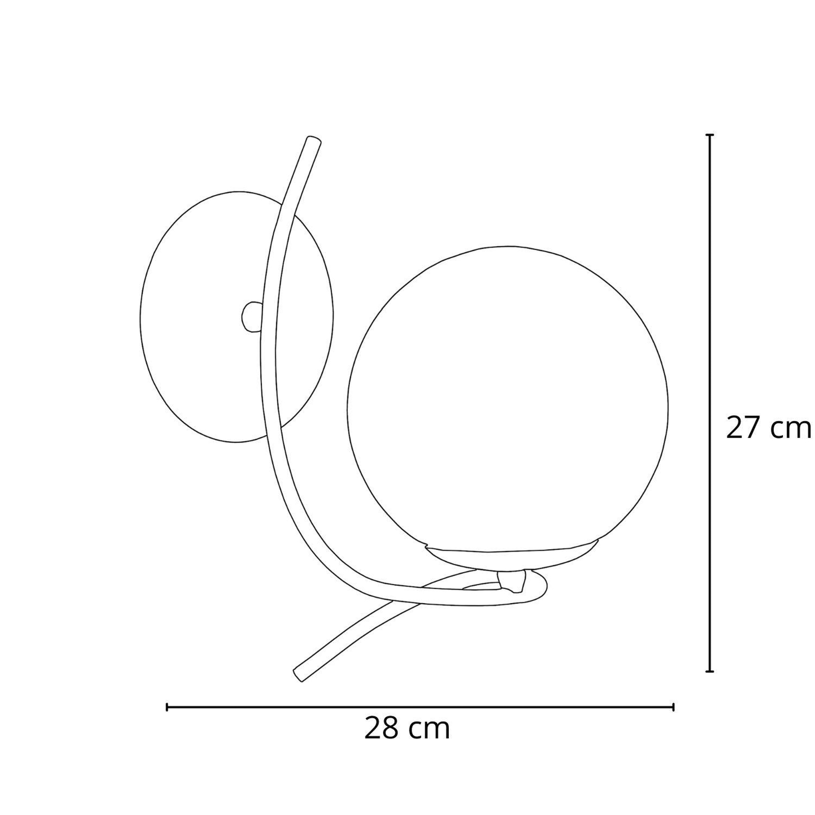 Sentia wandlamp, chroom / rookgrijs, glas, Ø 15 cm