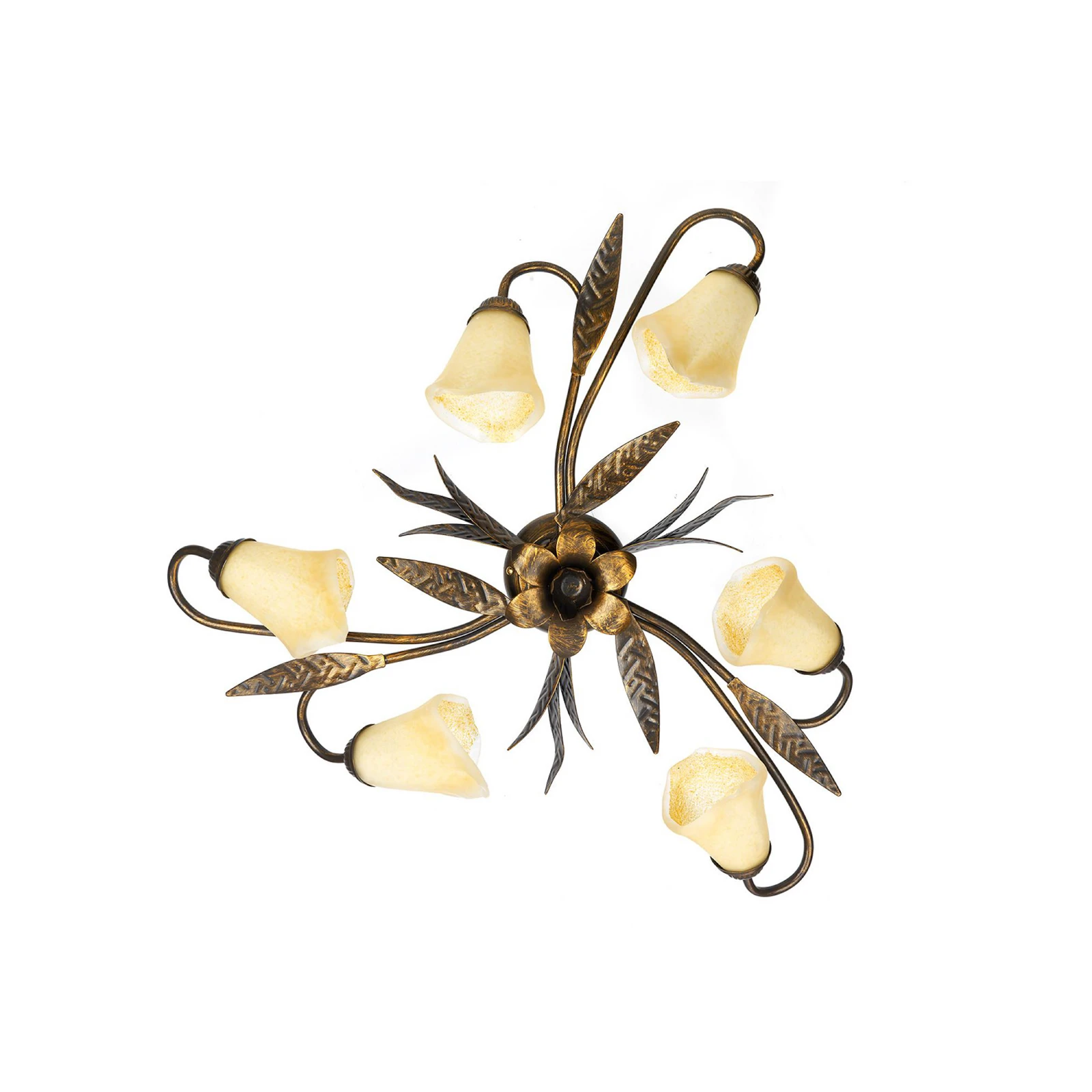 Alga plafondlamp, 6-lamps, ijzer, glas, Florentijn