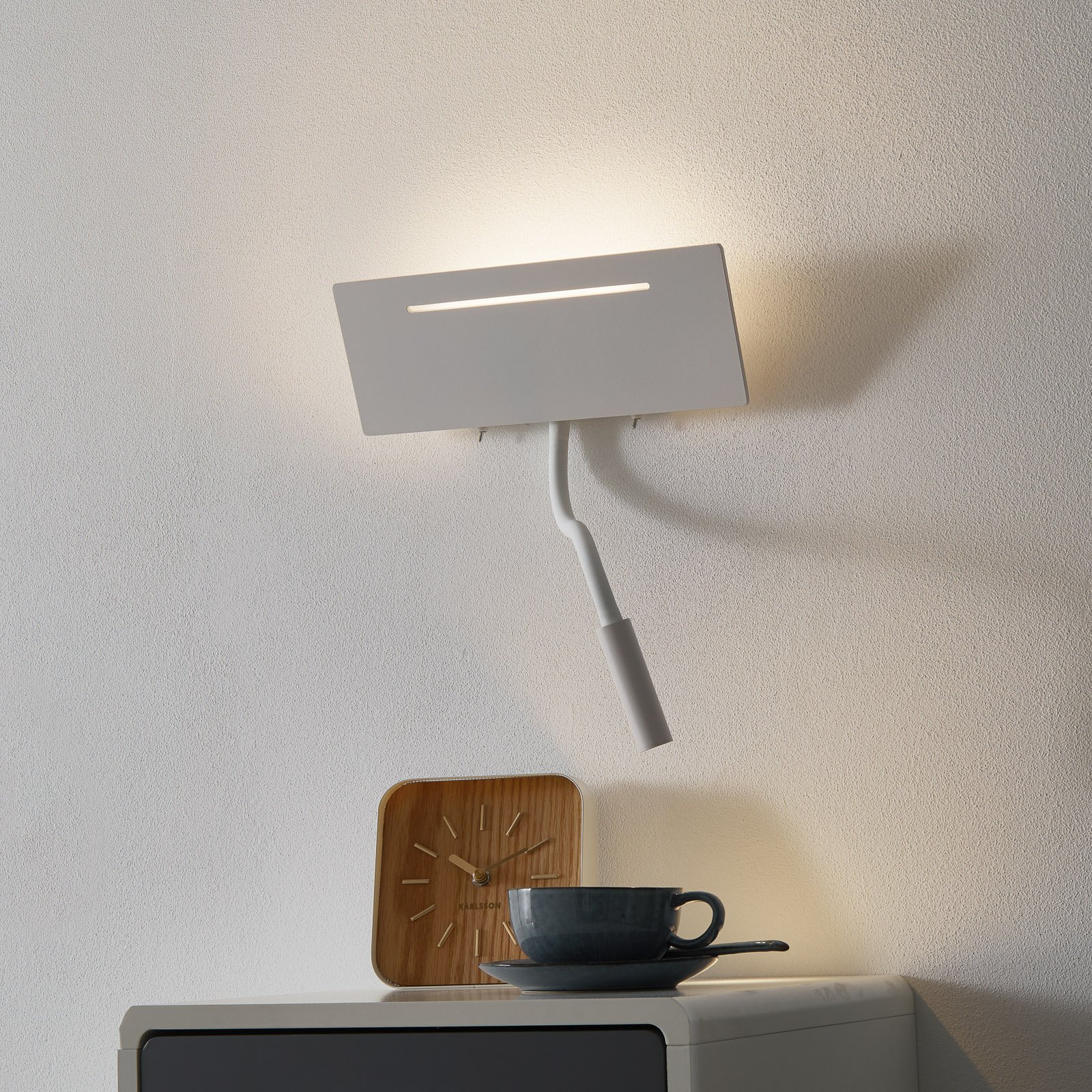 Ariel - valge LED-seinalamp koos lugemisvalgusega