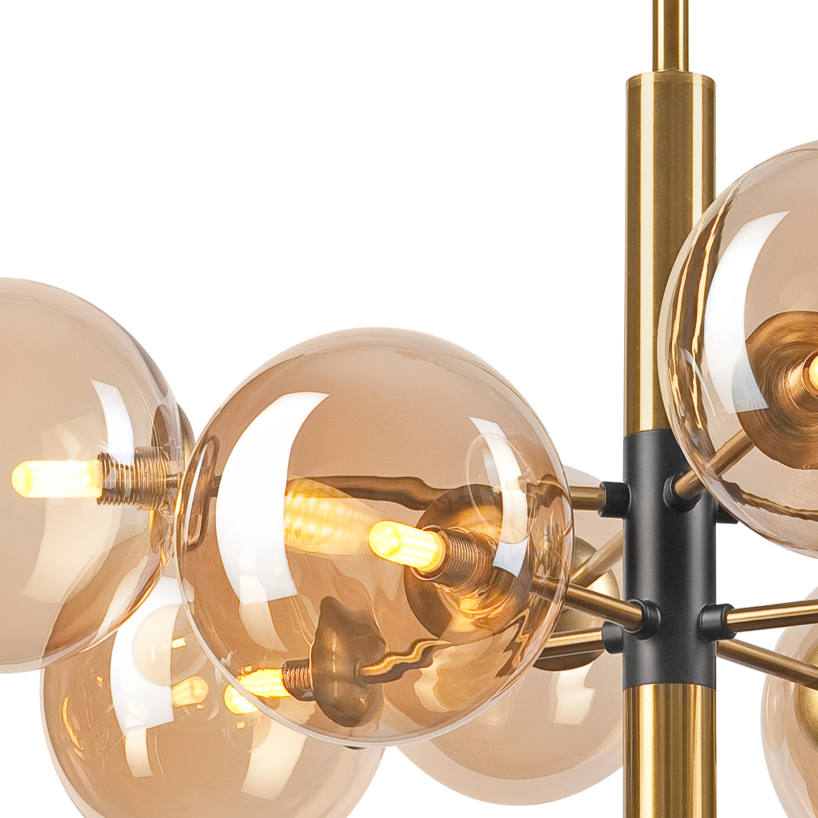 Natalia ceiling light, 8-bulb, glass, gold