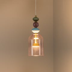 Arte LED-es függőlámpa, üveg lámpabúra, rózsaszín, Ø 16 cm, 12 W
