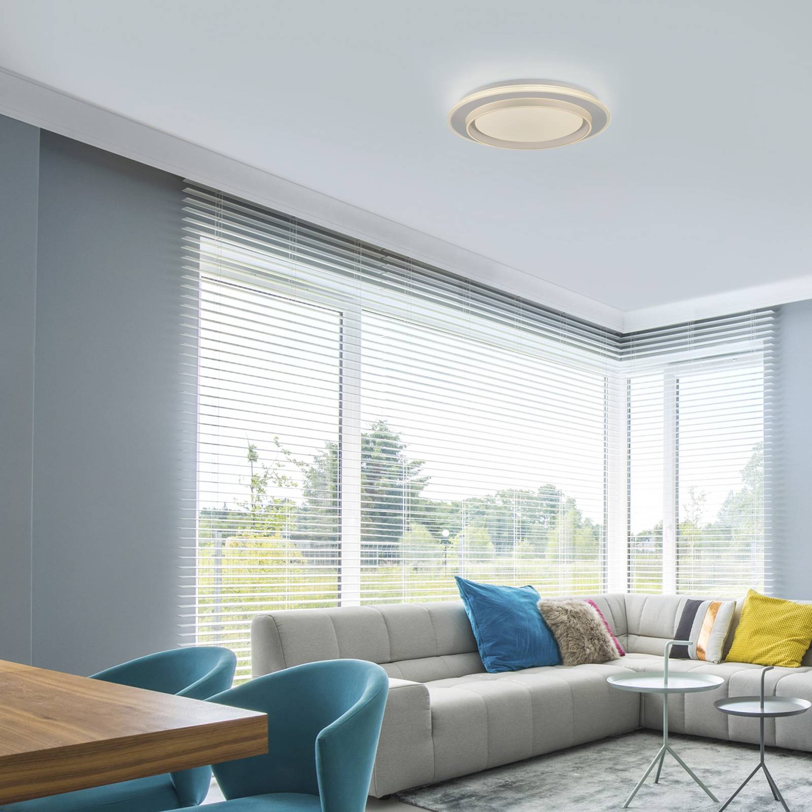 JUST LIGHT. LED-Deckenlampe Lago Ø 40 cm weiß Fernbedienung günstig online kaufen