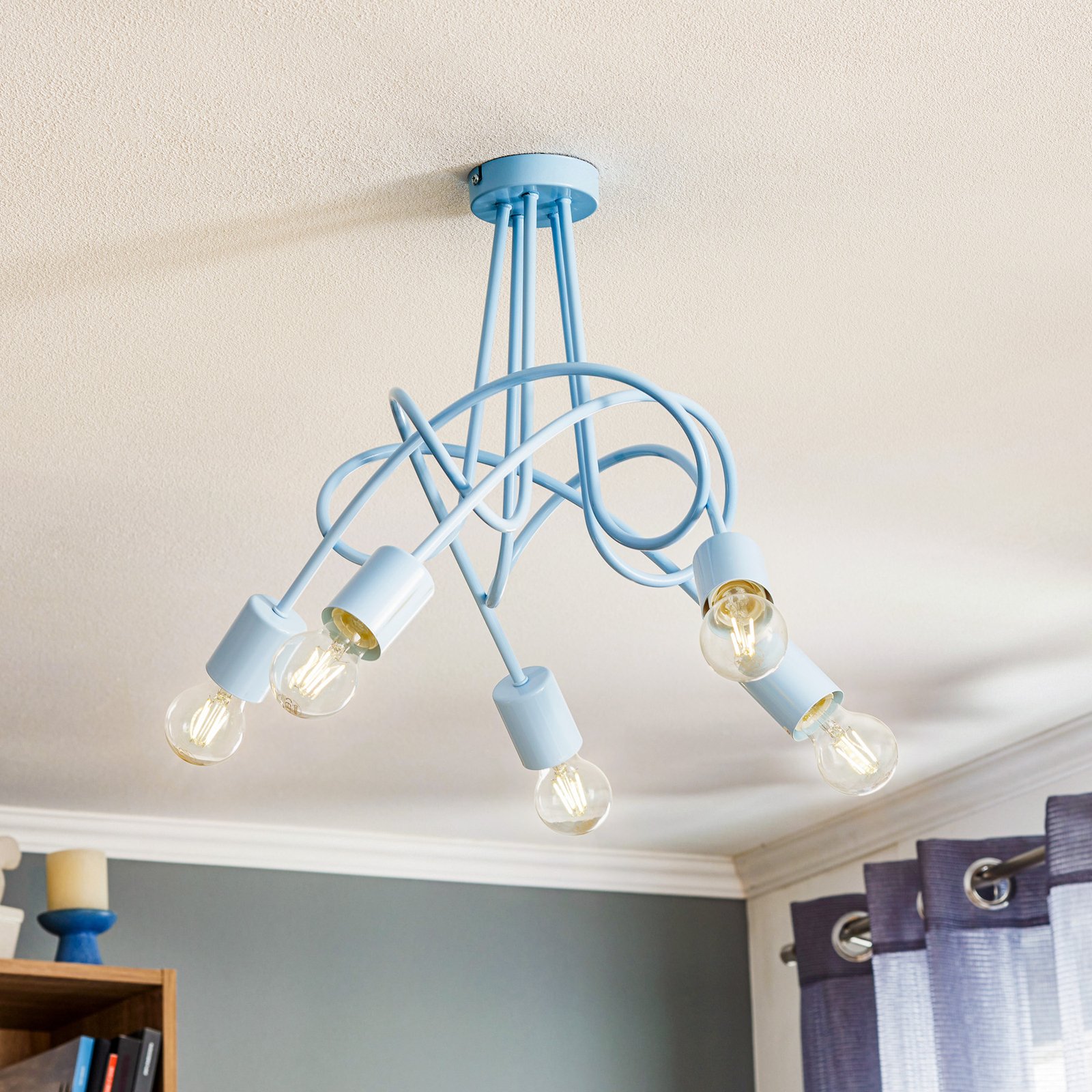 Tarnow ceiling light five-bulb blue