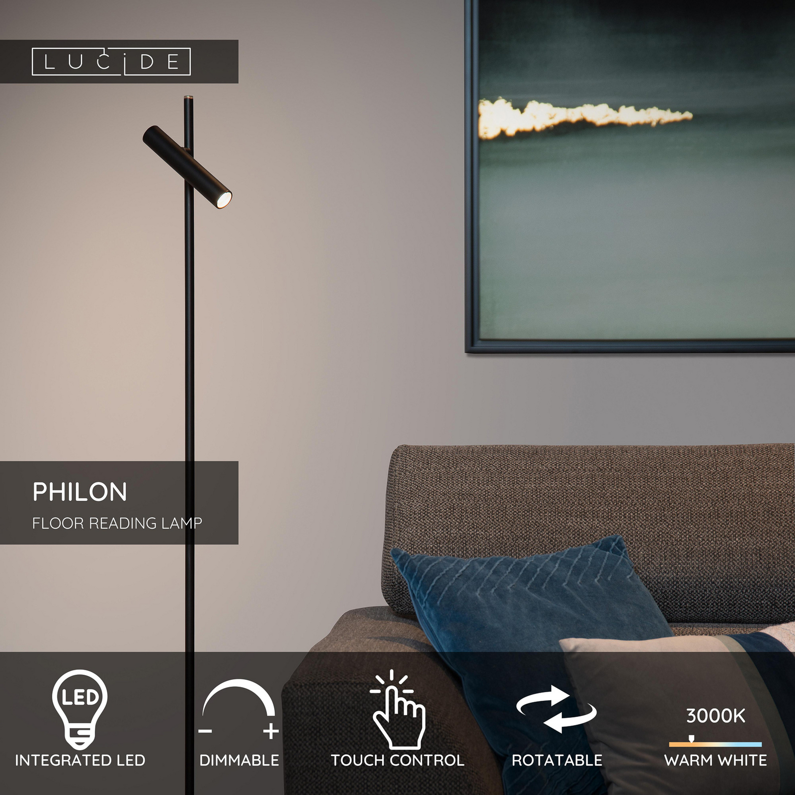 LED-stoječa svetilka PHILON, črna, z enim svetlobnim virom, višina 140 cm, LED-stoječa svetilka PHILON, črna, z enim svetlobnim virom, višina 140 cm,