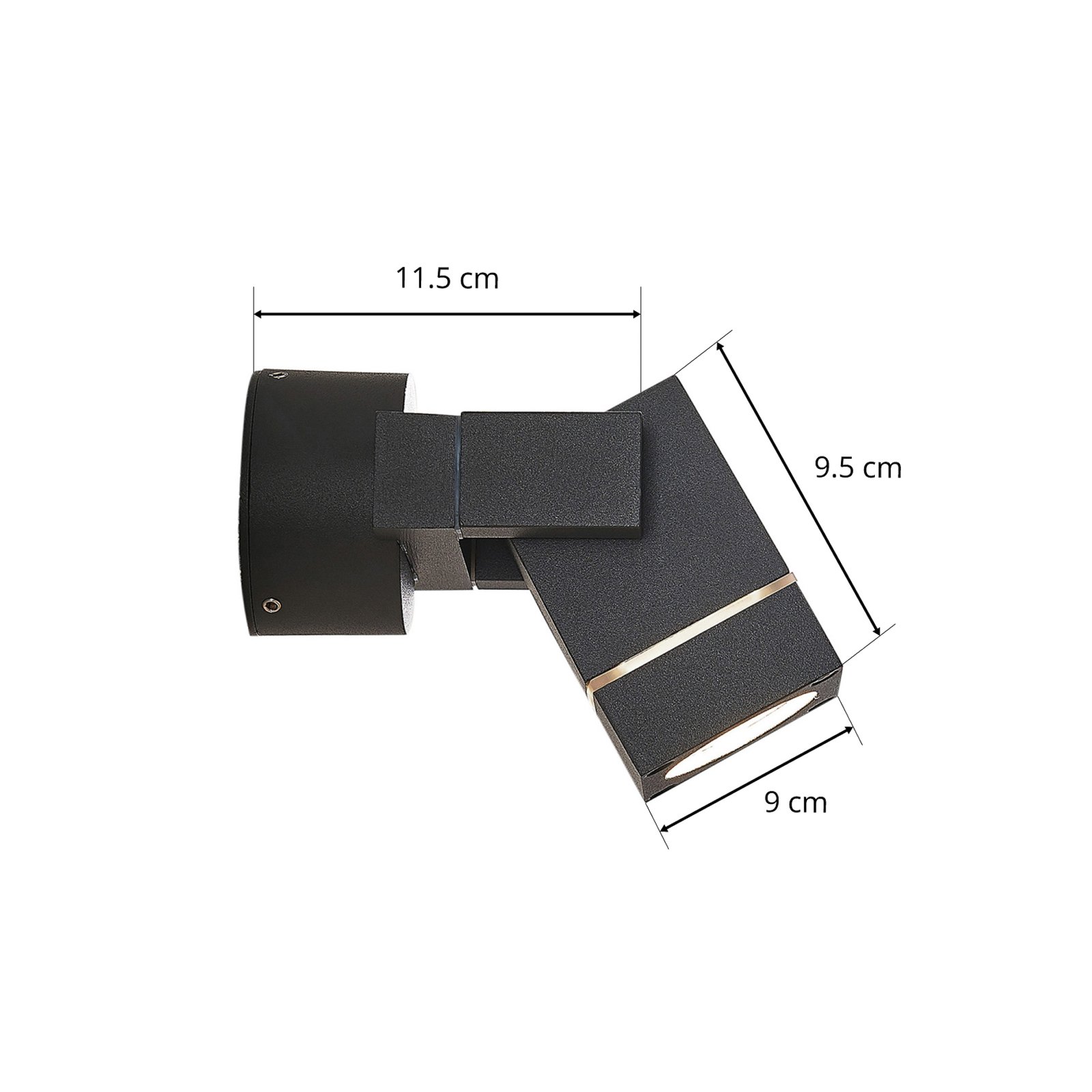 Outdoor wall spotlight Kavuna, dark grey, IP54, angular