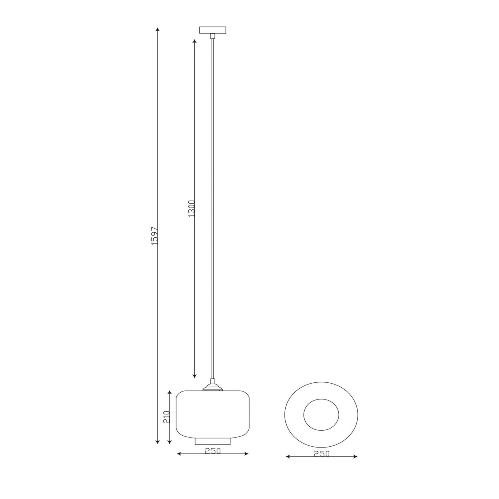 Lámpara colgante Medine, gris humo, Ø 25 cm, cristal, 1 luz