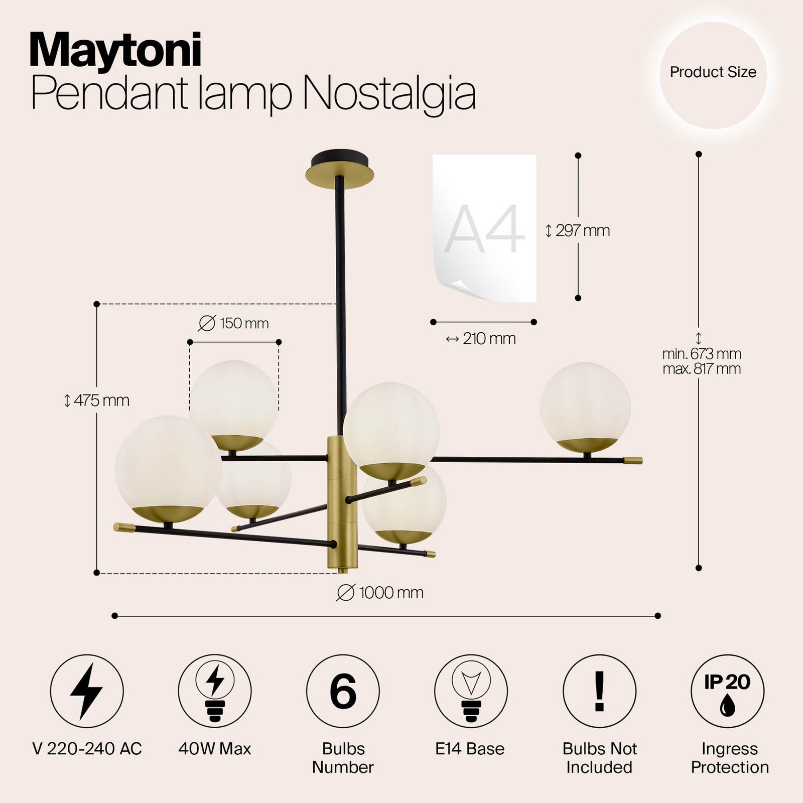 Nostalgia hanging light, 6-bulb