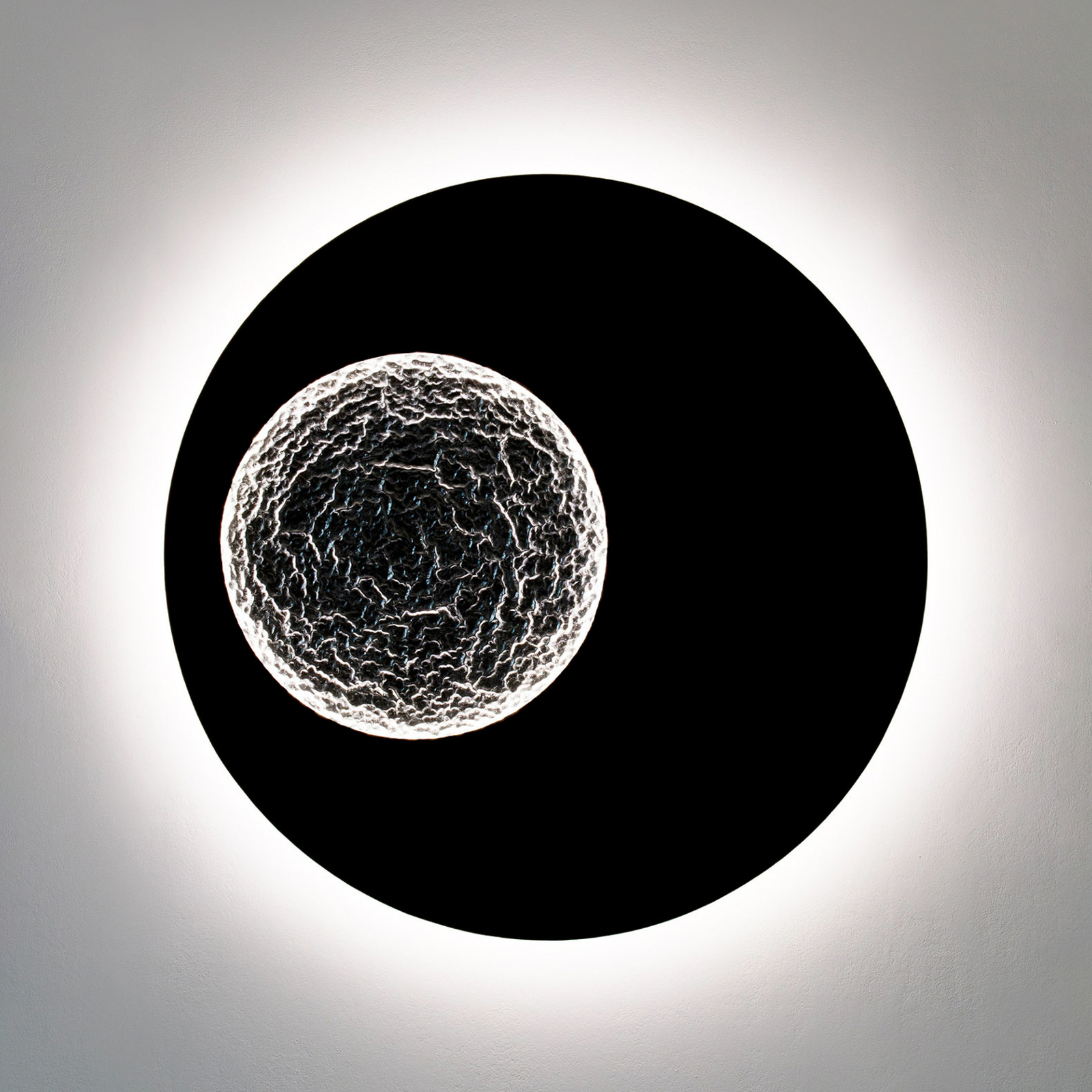 LED wandlamp Luna, bruin-zwart-zilver, Ø 120 cm, ijzer