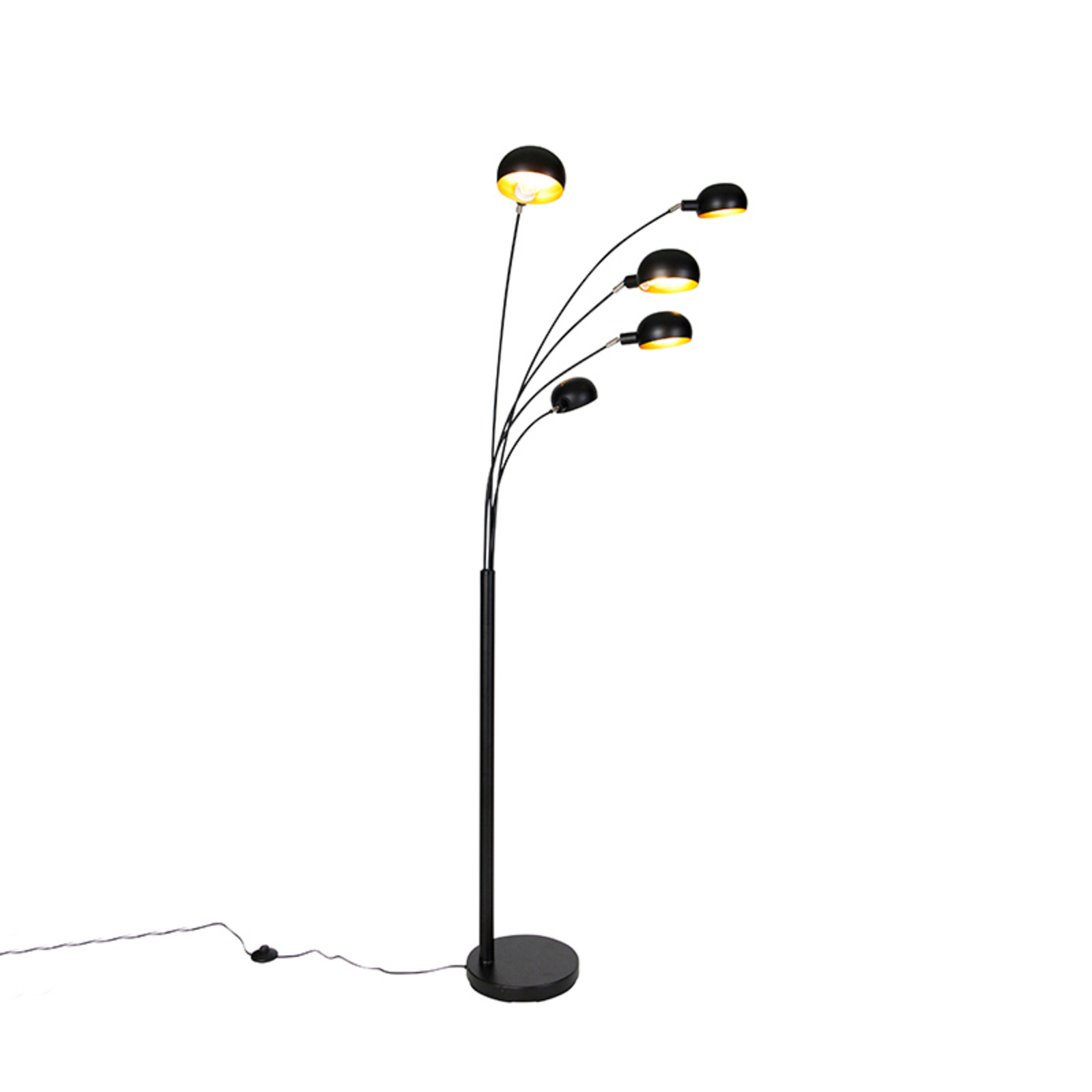 Lampa stojąca Sixties z pięcioma ramionami, czarna