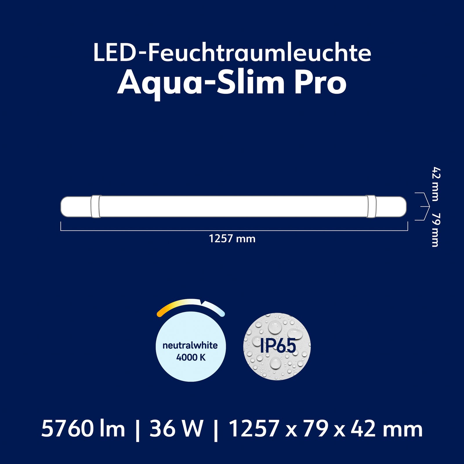 Lampada convessa a LED Aquaslim, lunghezza 127 cm, IP65, plastica