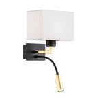 Harry wall lamp, angular, black/brass/white