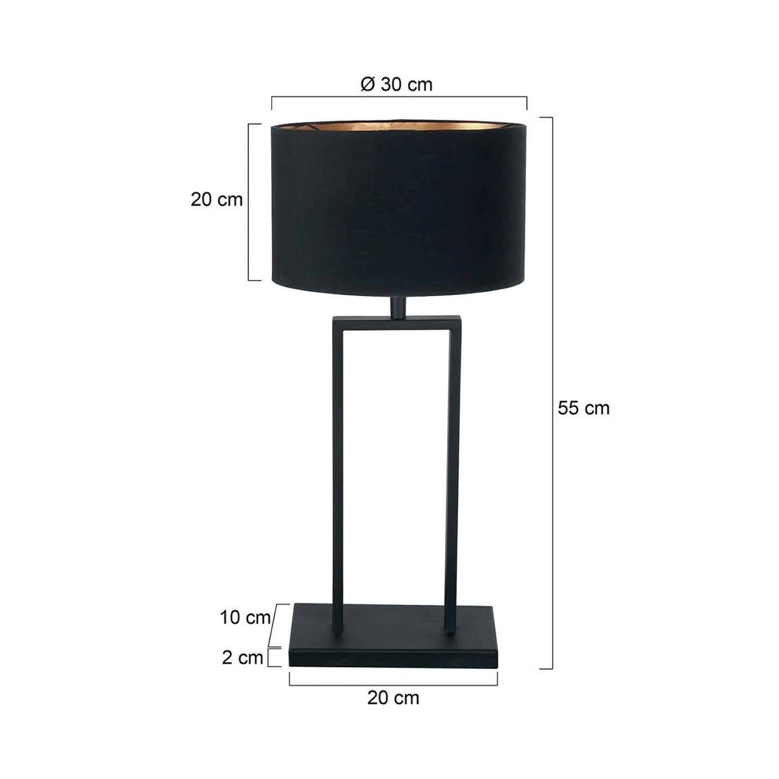 Steinhauer Lampada da tavolo Stang, nero/nero-oro, altezza 55 cm, chintz