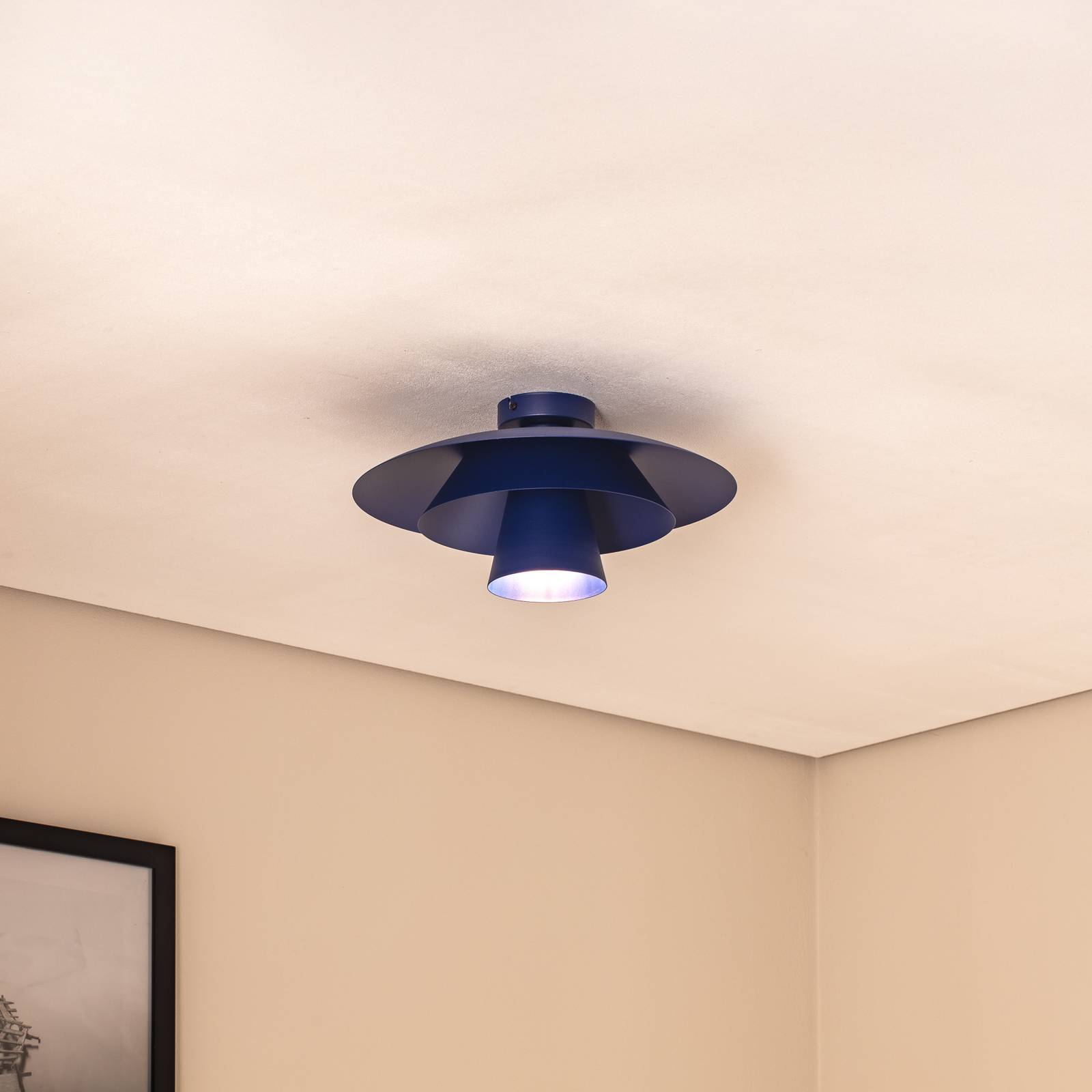 Deckenleuchte Plato, dunkelblau, Metall, Ø 38 cm, E27 günstig online kaufen