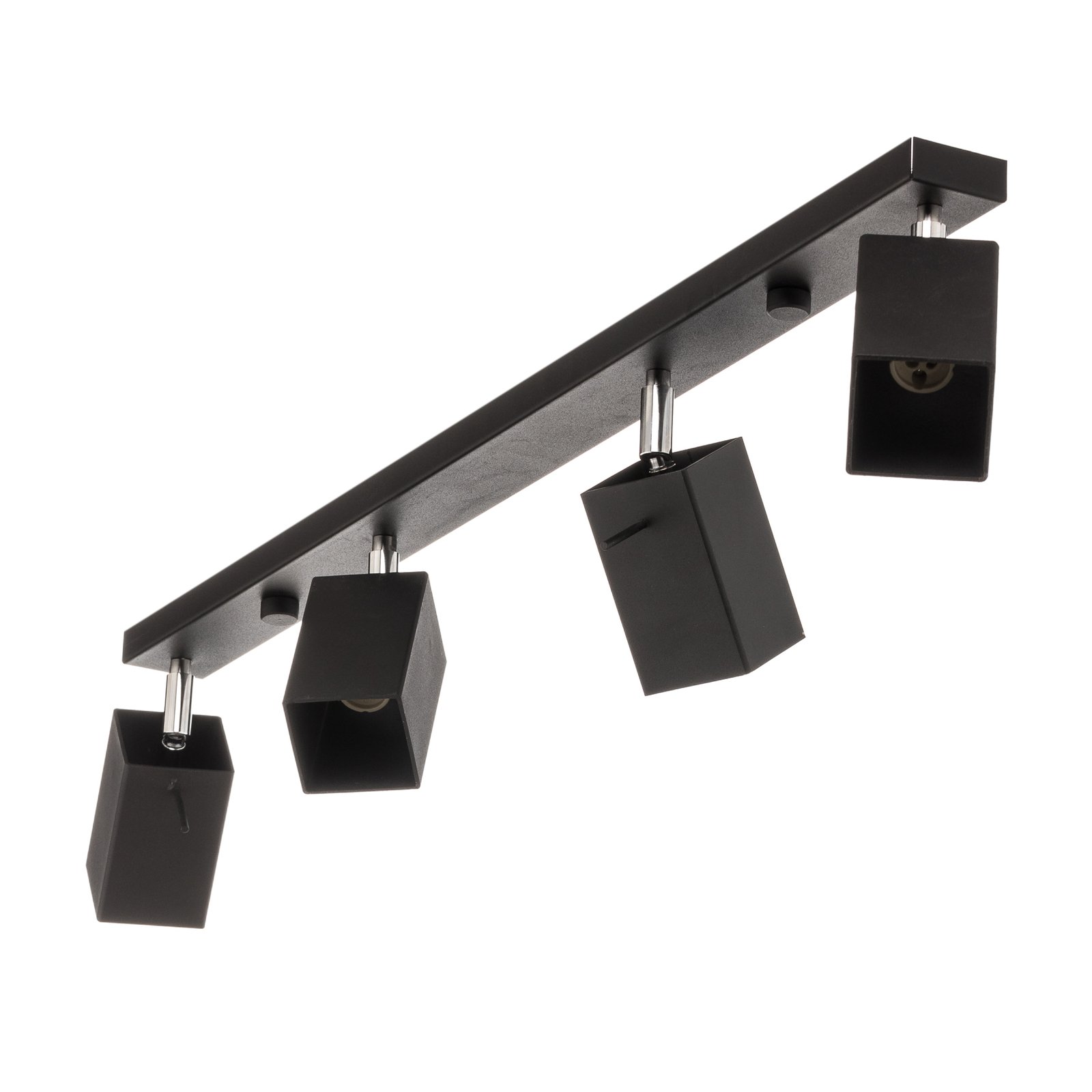 Foco de techo Square, negro, 4 luces lineal