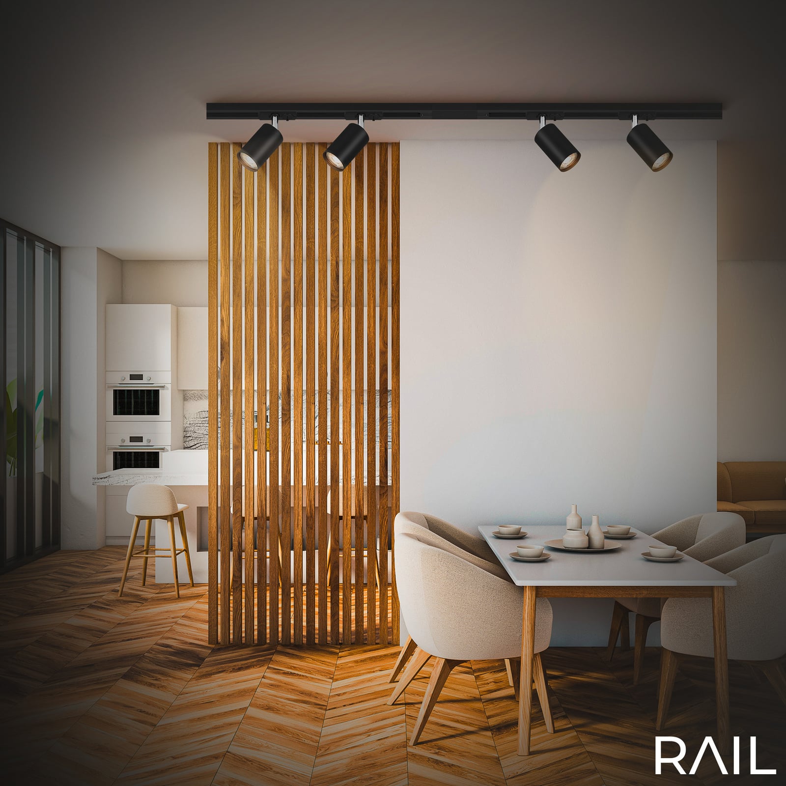 Conjunto inicial de sistema de calhas, preto, comprimento 150 cm, 4 x GU10