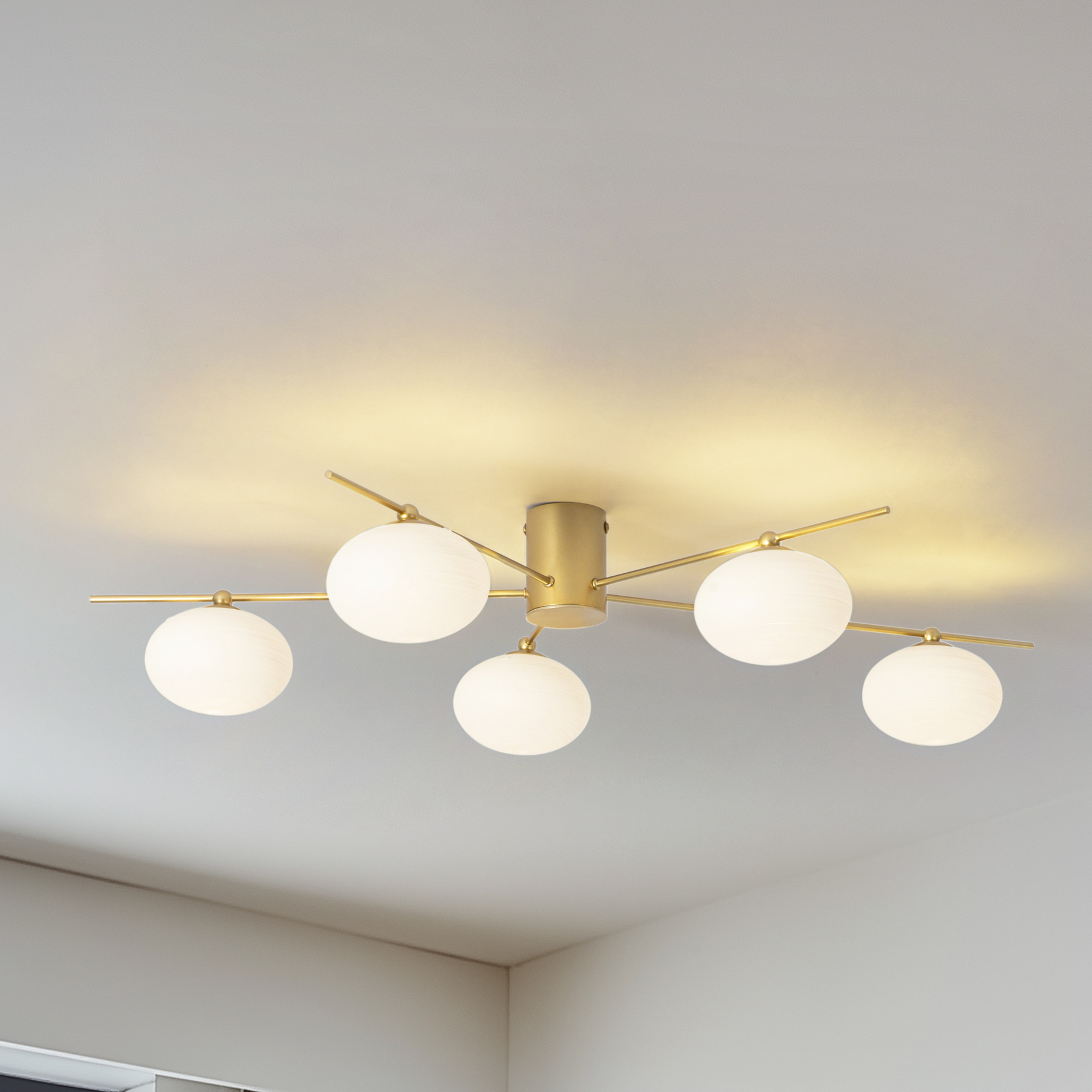 Candeeiro de teto Lindby Valisa, dourado, 5 luzes