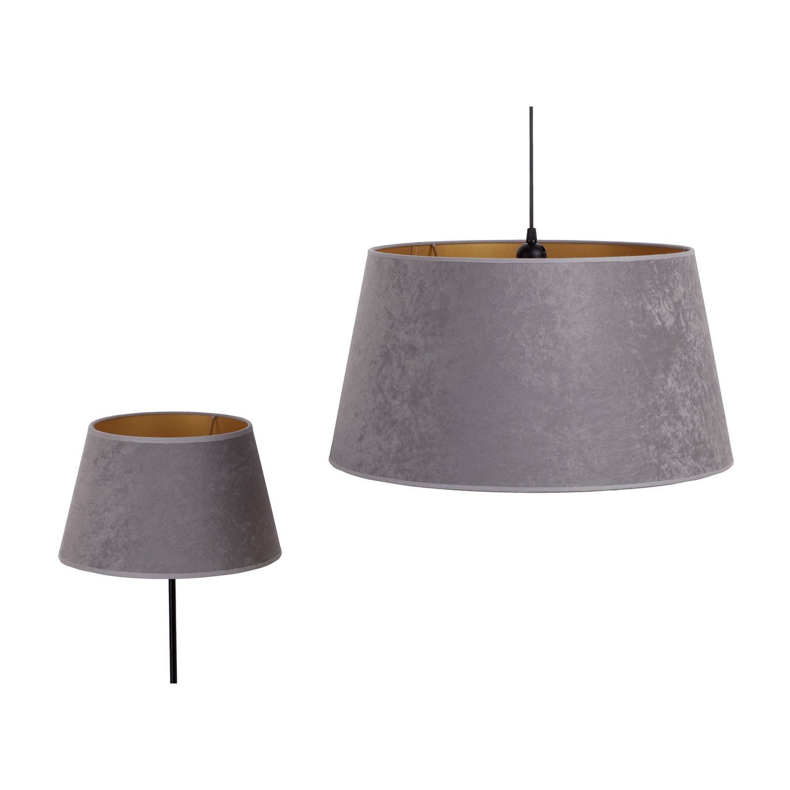 Cone lampeskærm, højde 18 cm, grå/guld