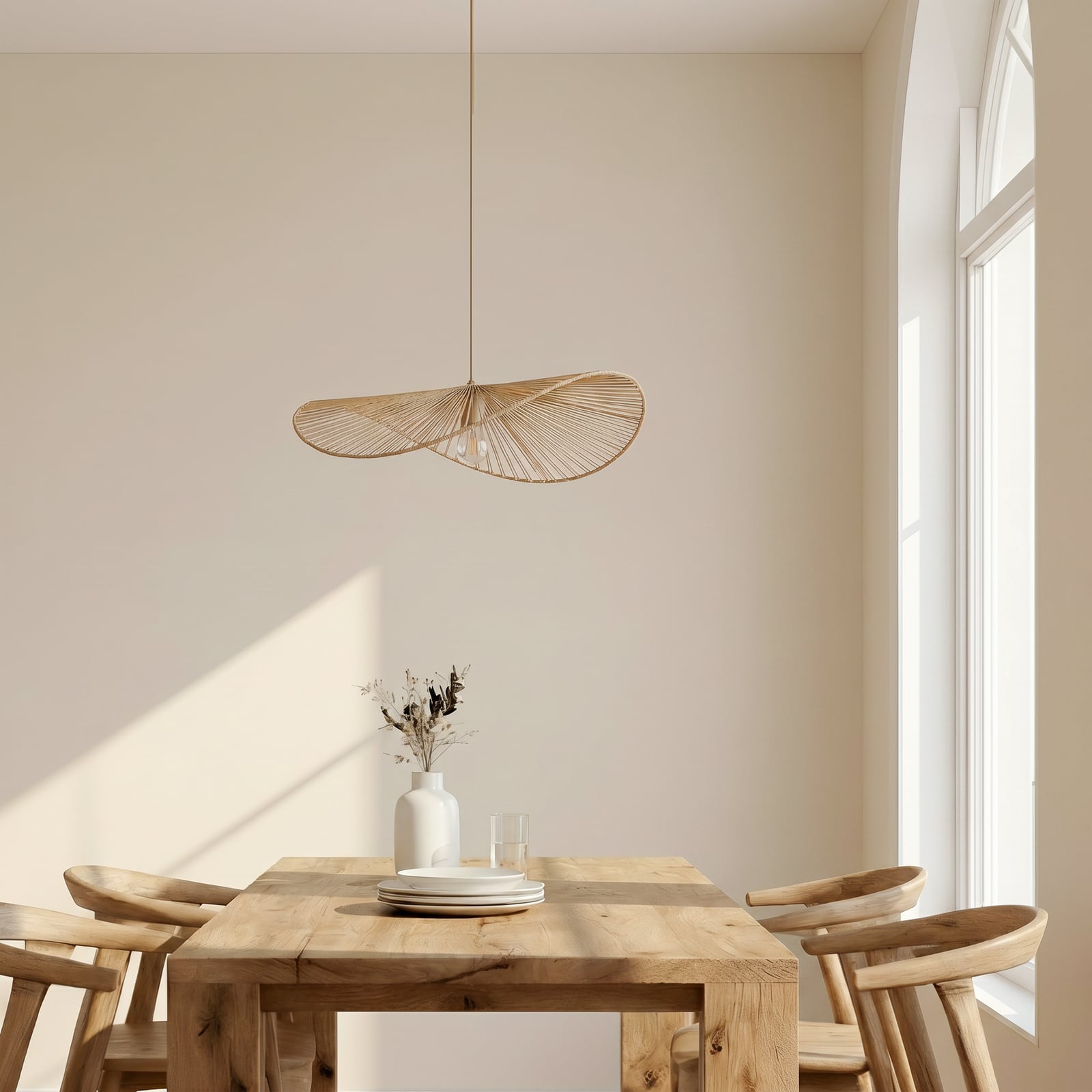 Lindby Hängeleuchte Valdorin, beige, Papier, Länge 75 cm