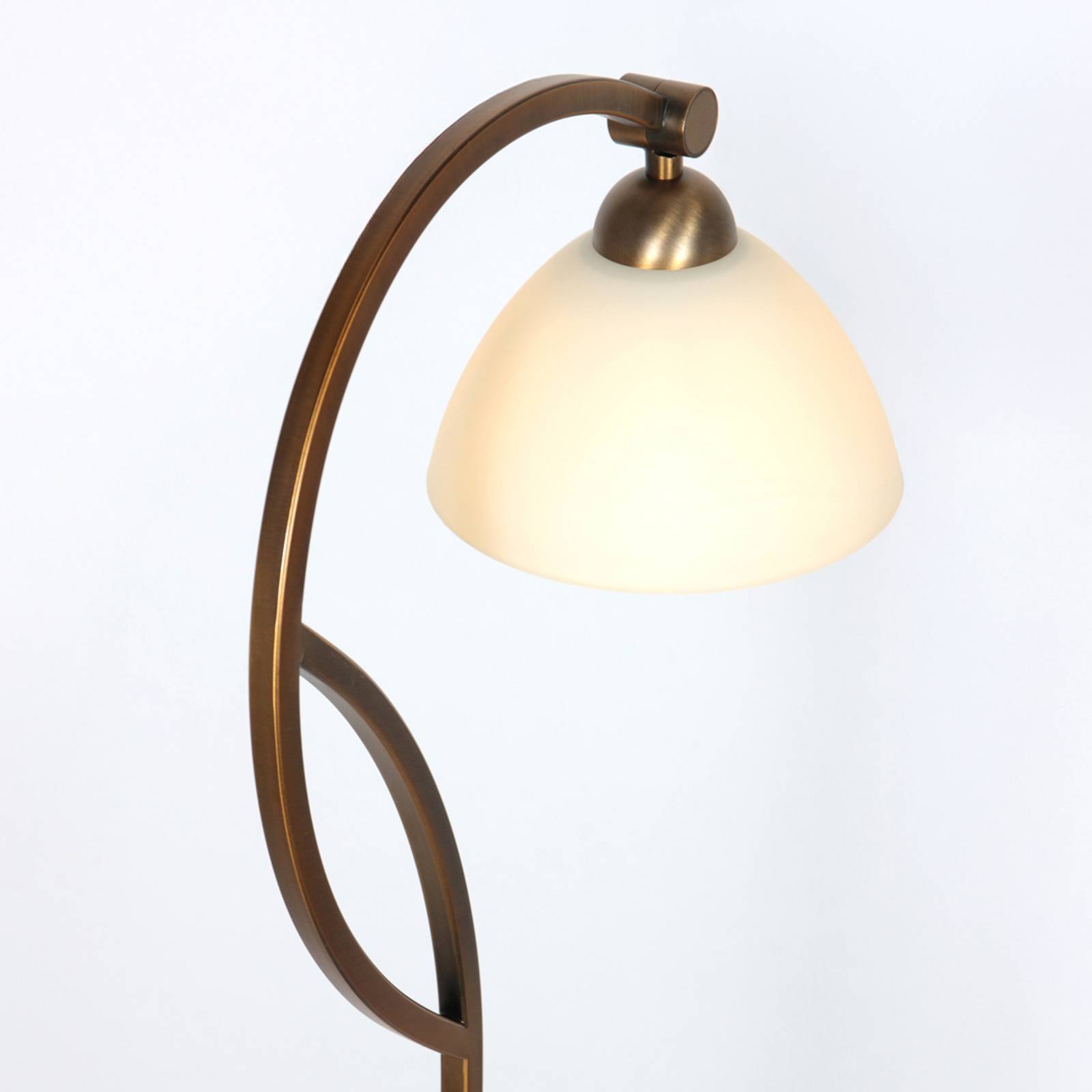 Lampa stojąca Anthea, brązowa, kremowa, metal, szkło, E27