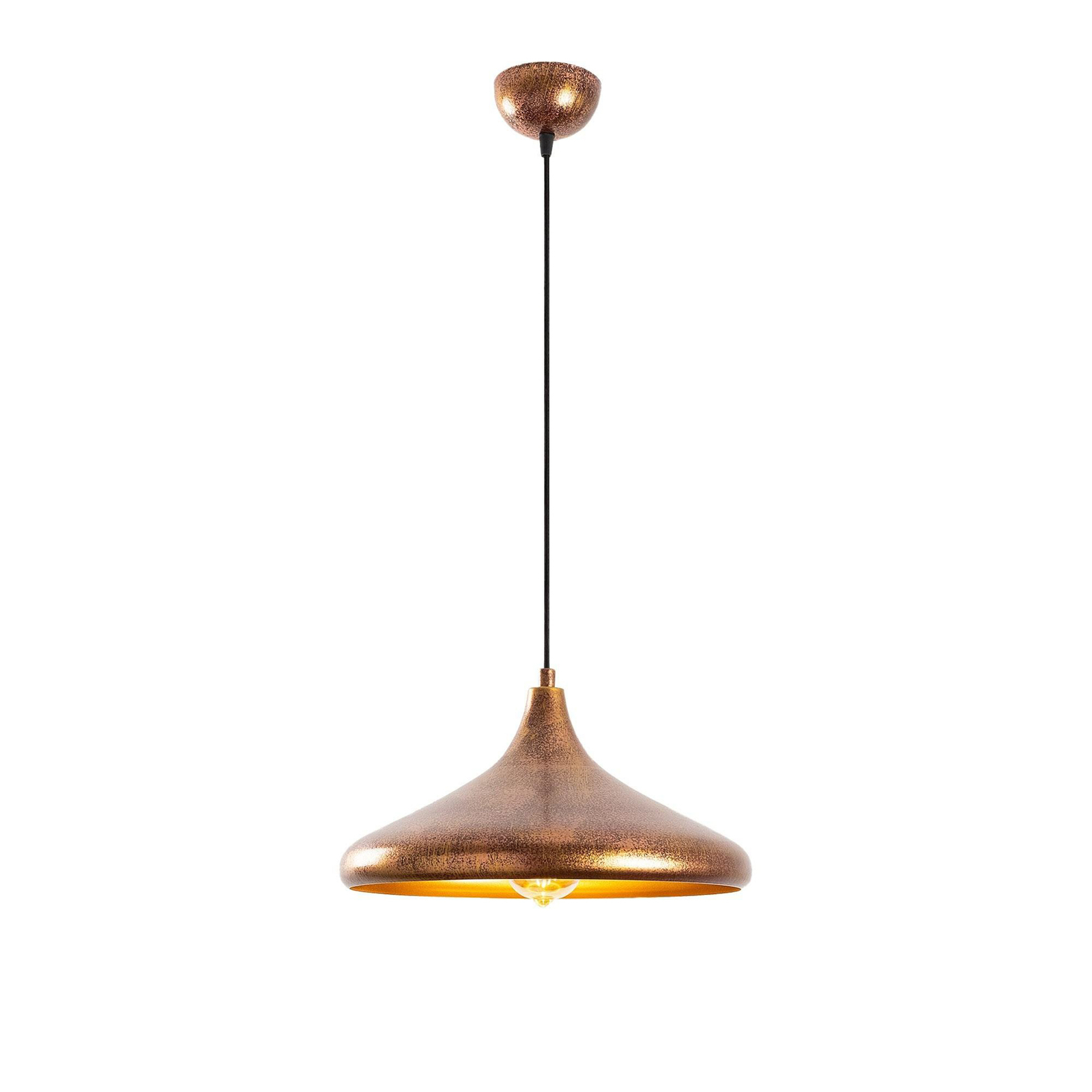 Lampada a sospensione Barek 11545, ottone brunito, metallo, Ø 34 cm