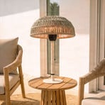 Promiennik stołowy Lucande Calenza, beżowy, 70 cm, 1 500 W