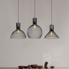 Lámpara colgante Fellini MR-768, negra, hierro, 3 luces lineales