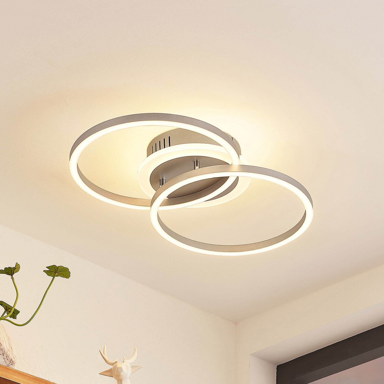 Lindby Fjardo LED ceiling lamp CCT rings, silver