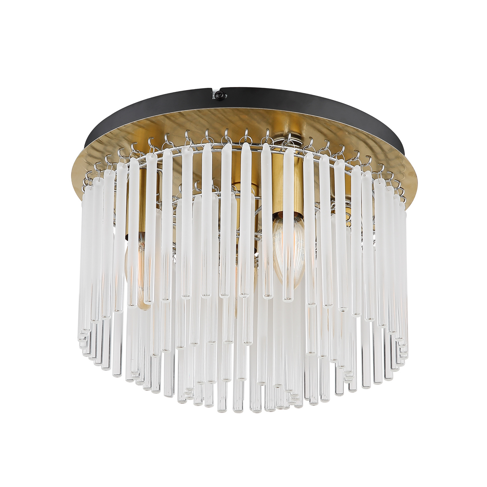 Plafondlamp Gorley, goudkleurig/opaal, Ø 32 cm, metaal/glas