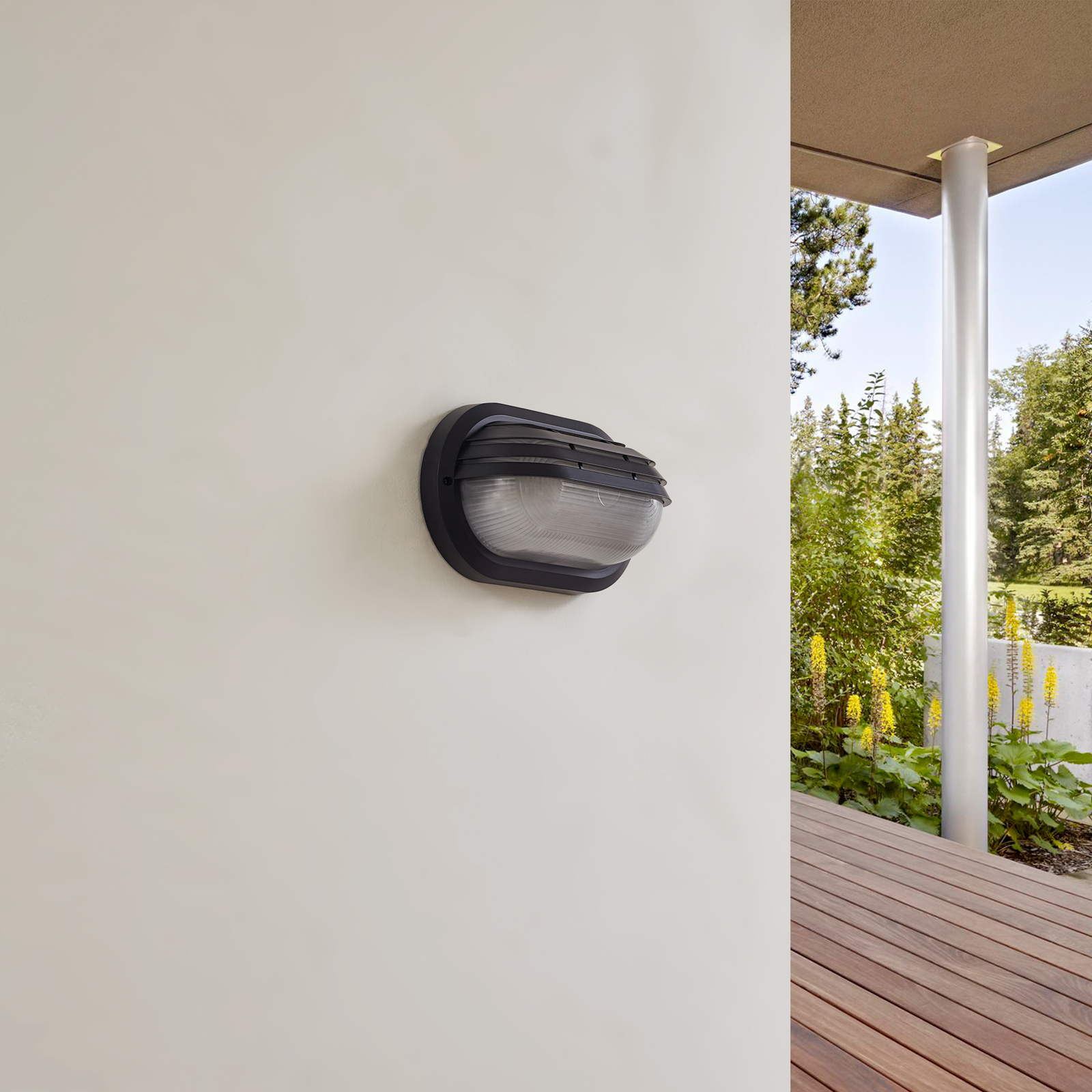 Lindby outdoor wall light Adita, black, ABS, height 16.3 cm