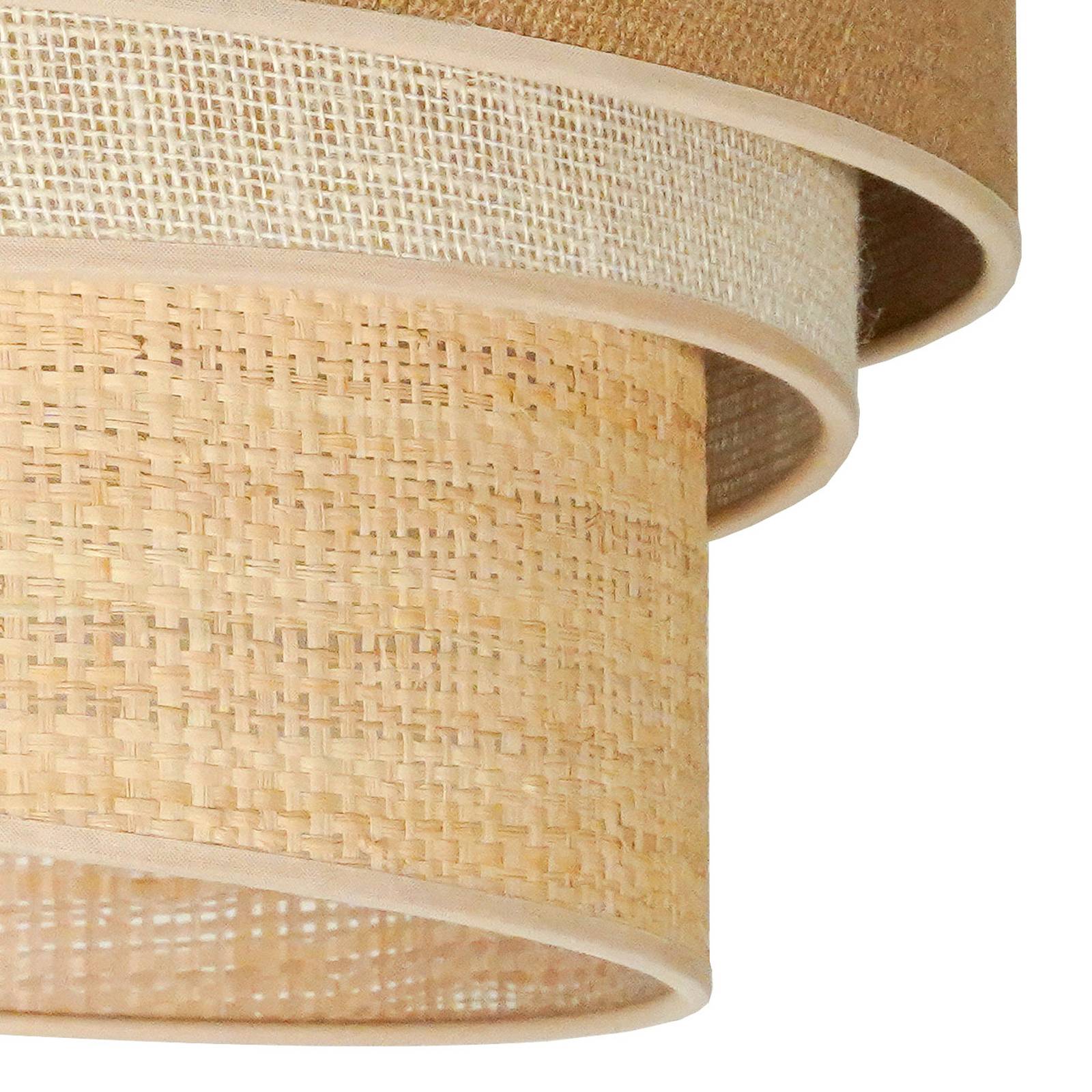 Lampa sufitowa Euluna Trio Jute, naturalny brąz/biały/rafia Ø 60 cm