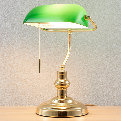 Lampa bankierska Milenka, mosiądz polerowany