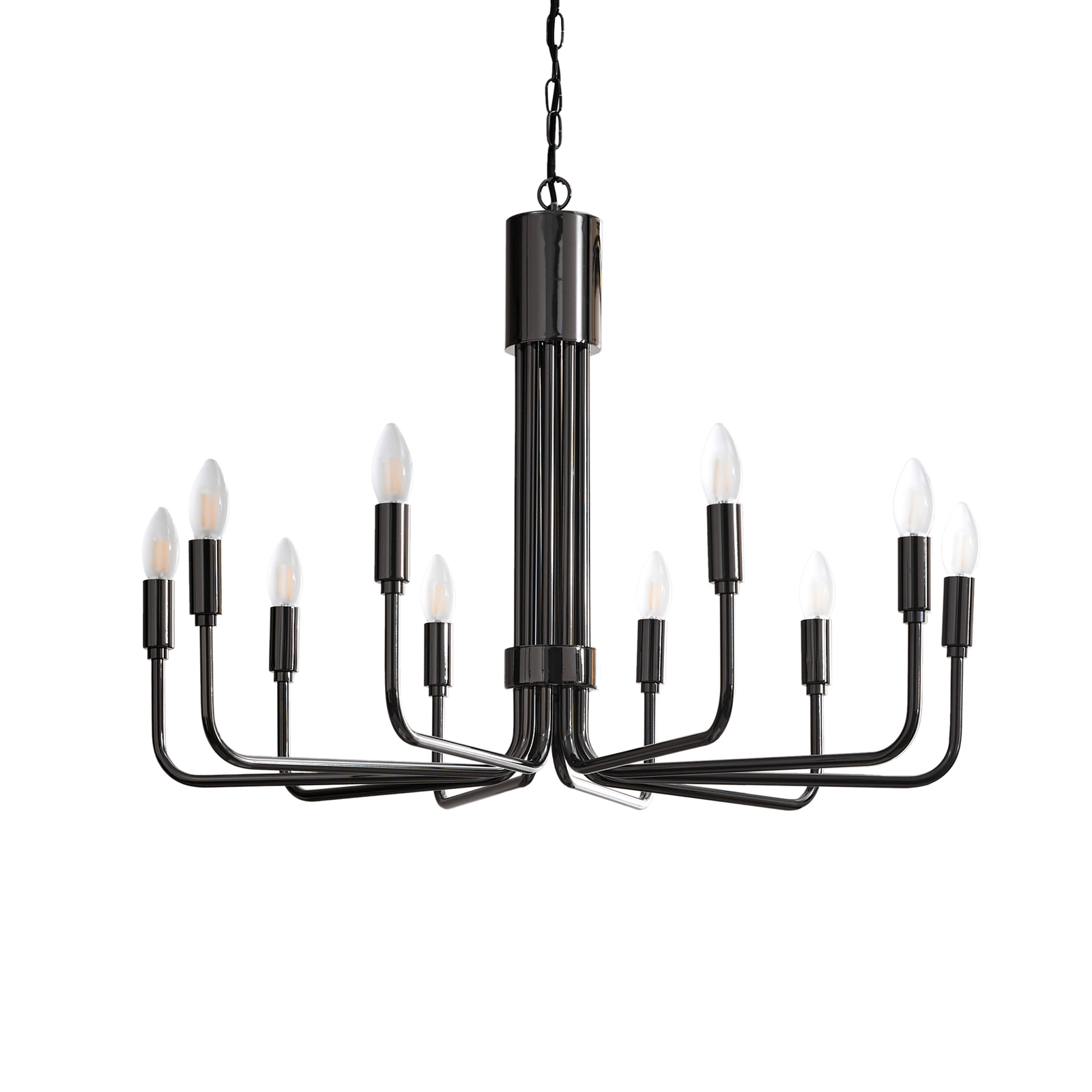 Lindby Elanova chandelier, 10-bulb, gunmetal