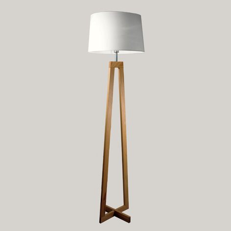 Lampada da terra Sacha LS legno/tessuto, bianca