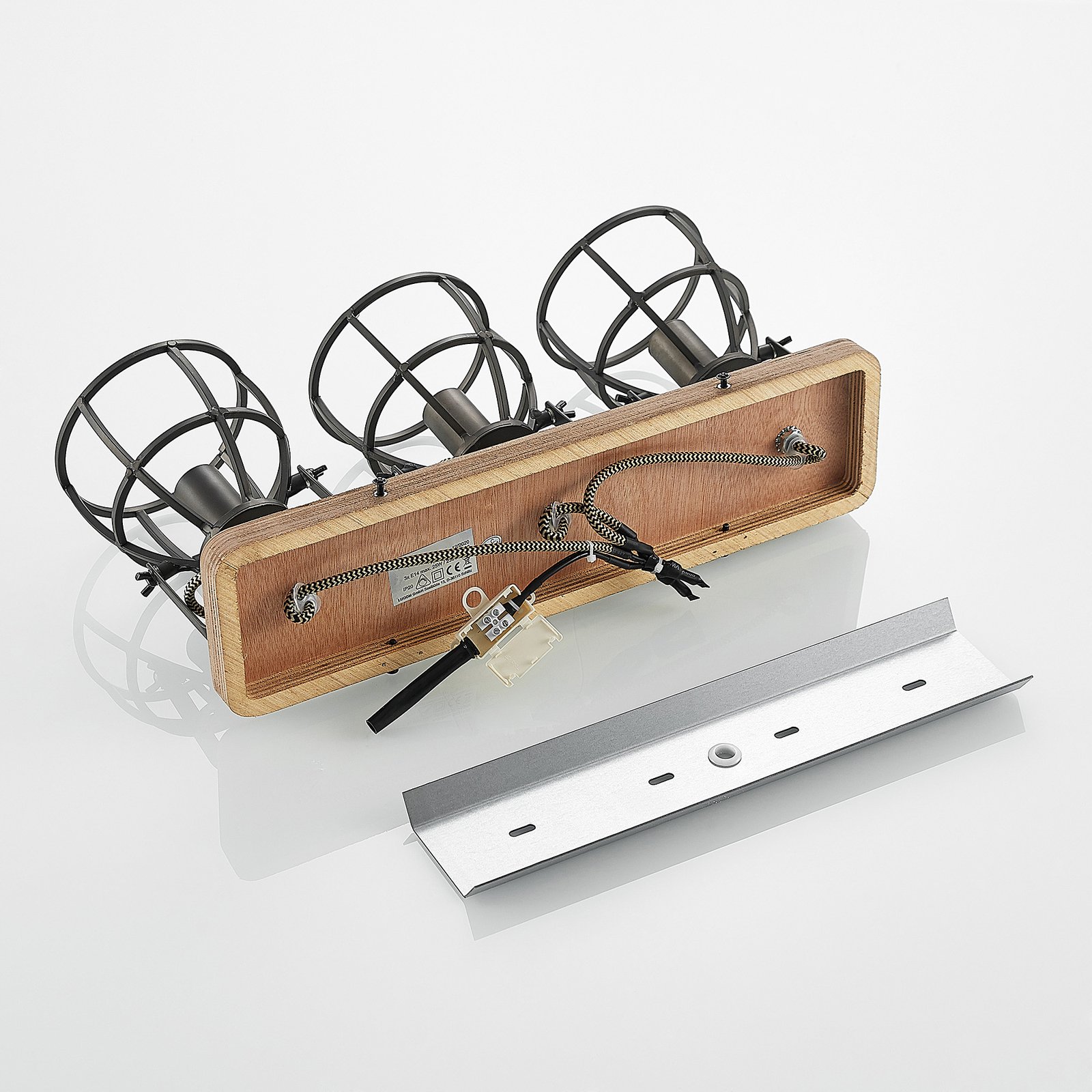 Rutger 3 PlafondWood/Black - Lindby