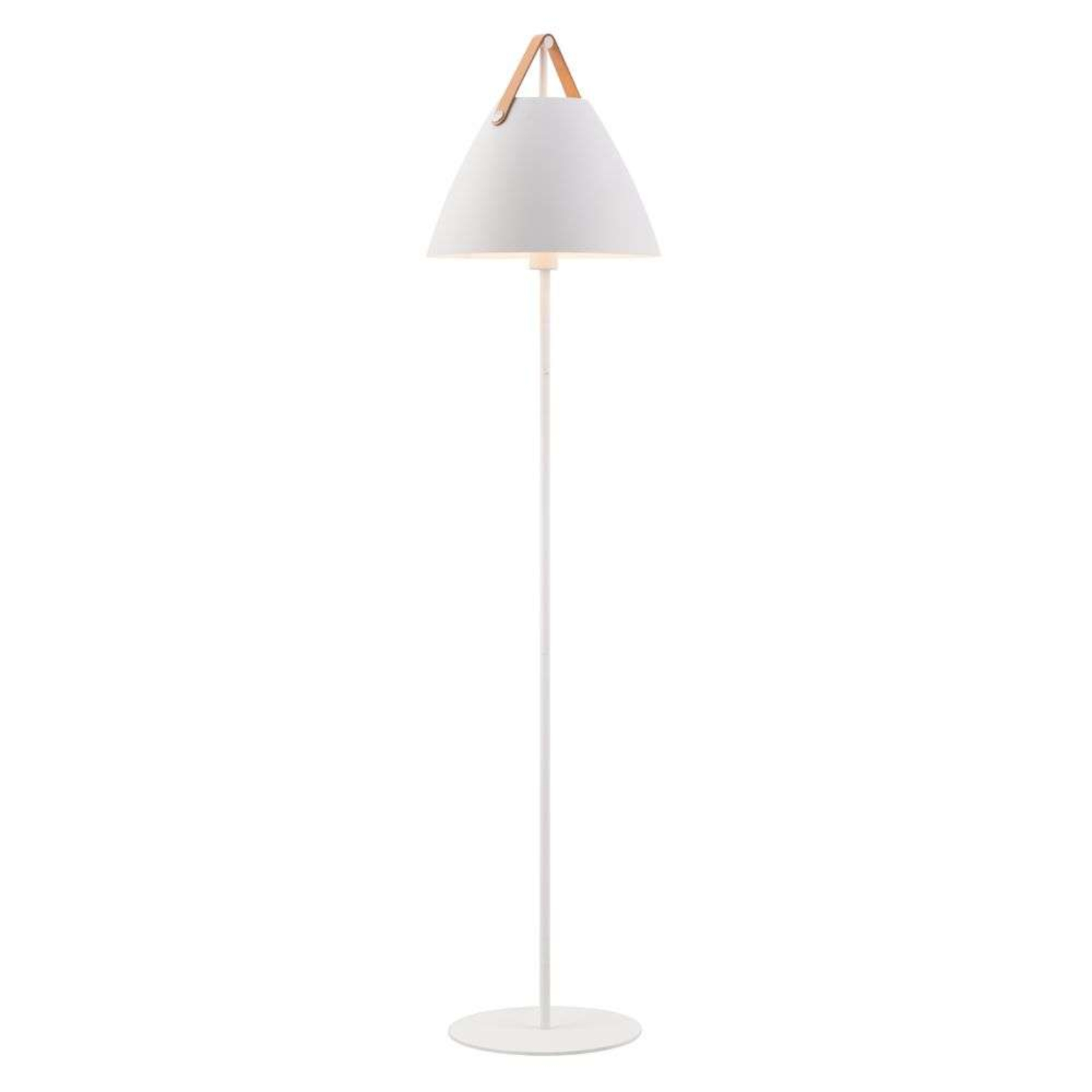 Lampadaire Strap en métal avec bande en cuir, blanc