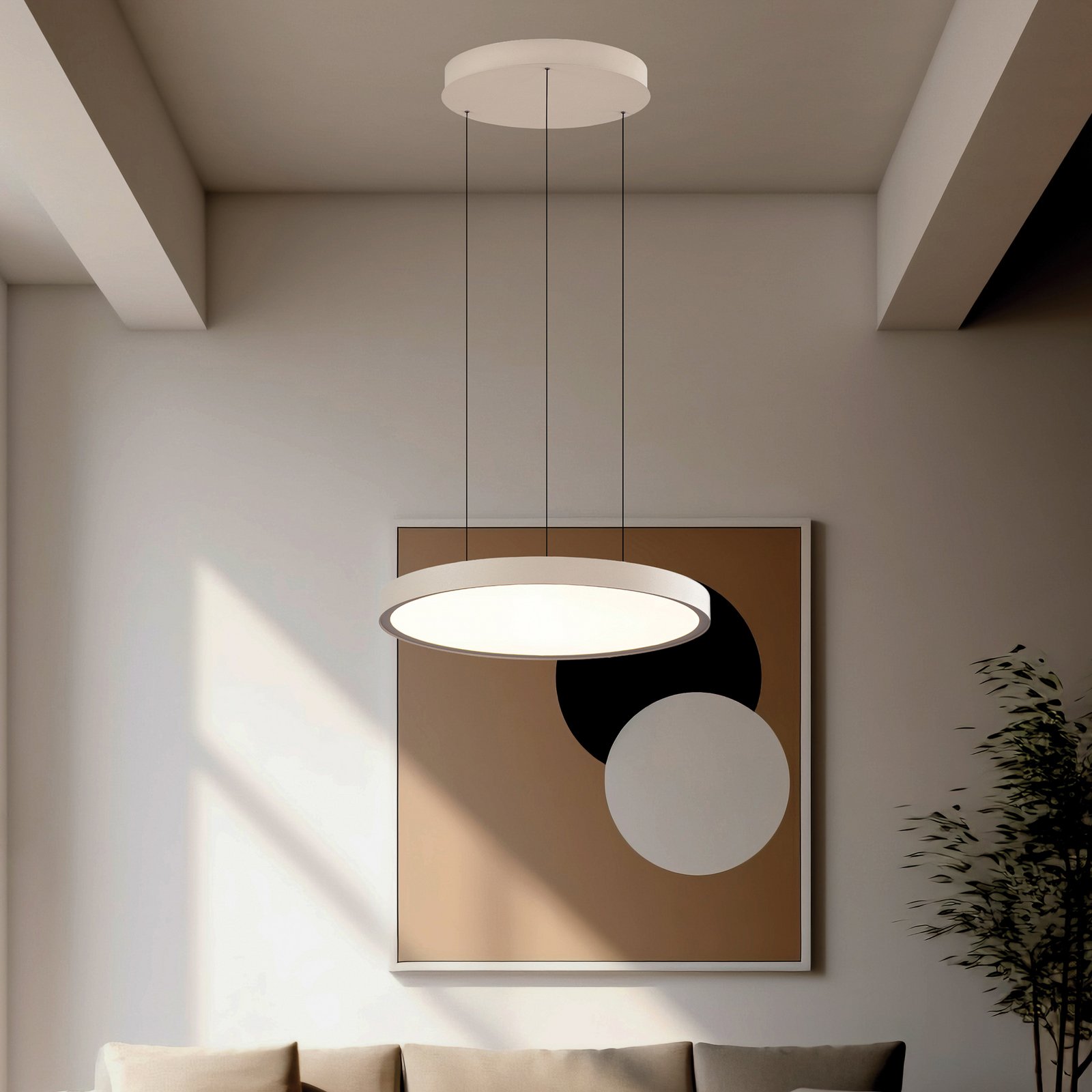 LED hanglamp Denver, Ø 49 cm, beige, metaal LED hanglamp Denver, Ø 49 cm, beige, metaal