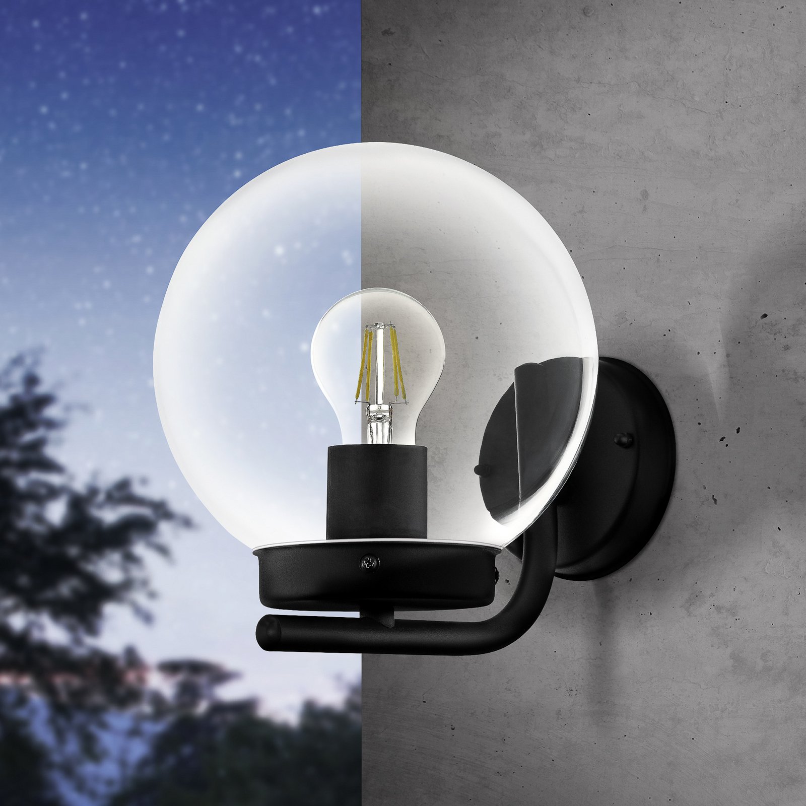 Außenwandleuchte Taverna, kugelförmig, klar Außenwandleuchte Taverna, kugelförmig, klar