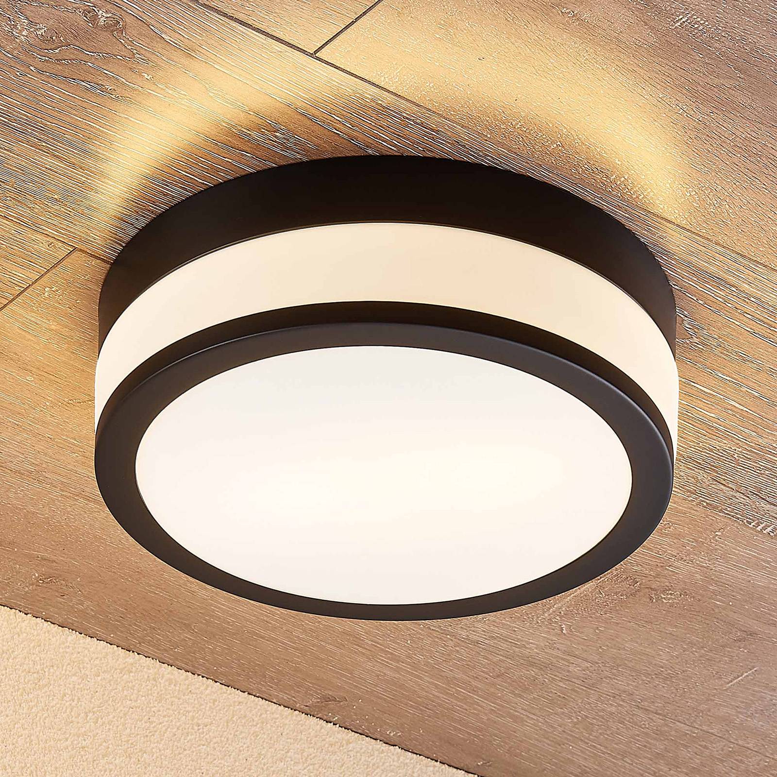 Lindby Flavi Bad-Deckenlampe, Ø 28 cm, schwarz günstig online kaufen