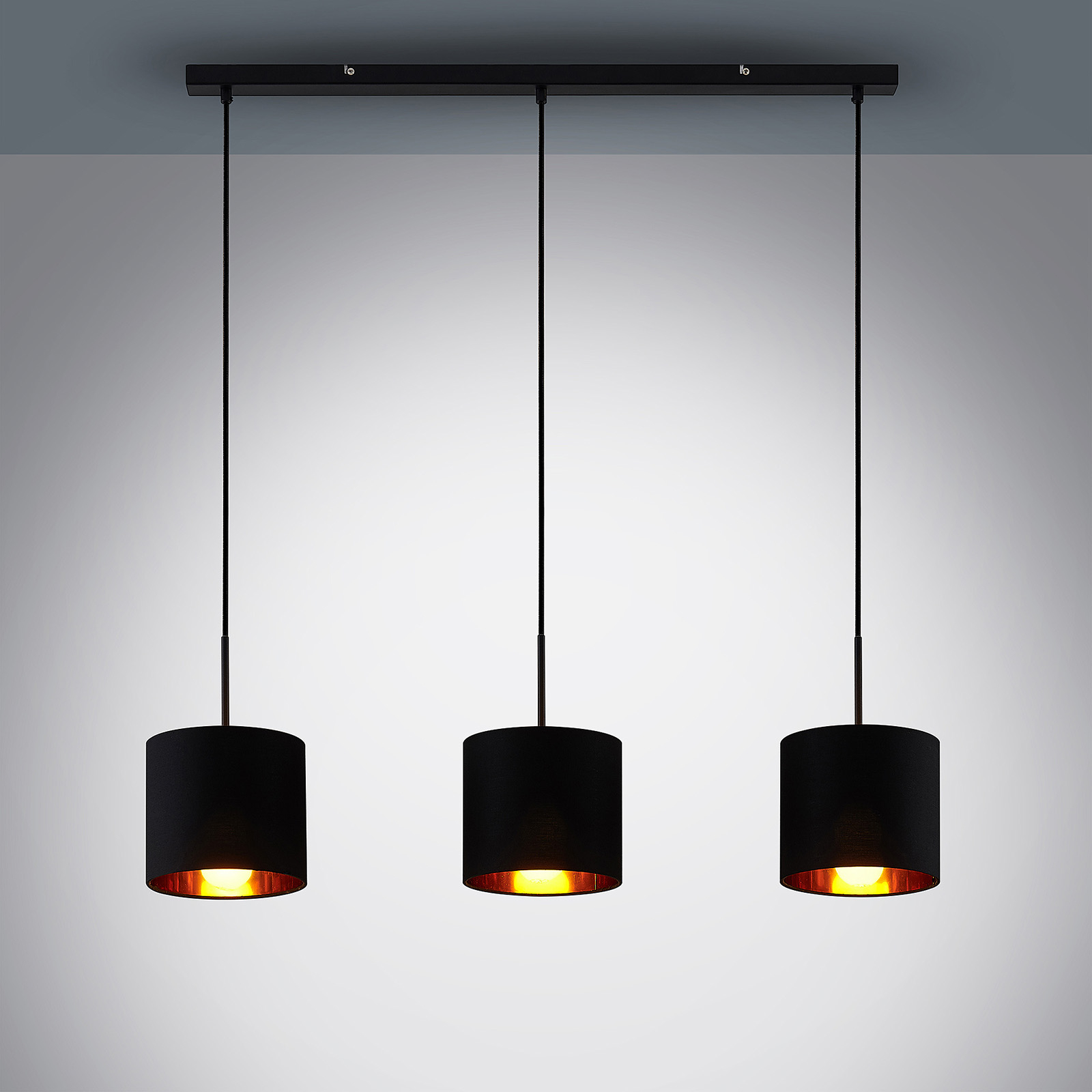 Lindby Trinika textiel-hanglamp in zwart